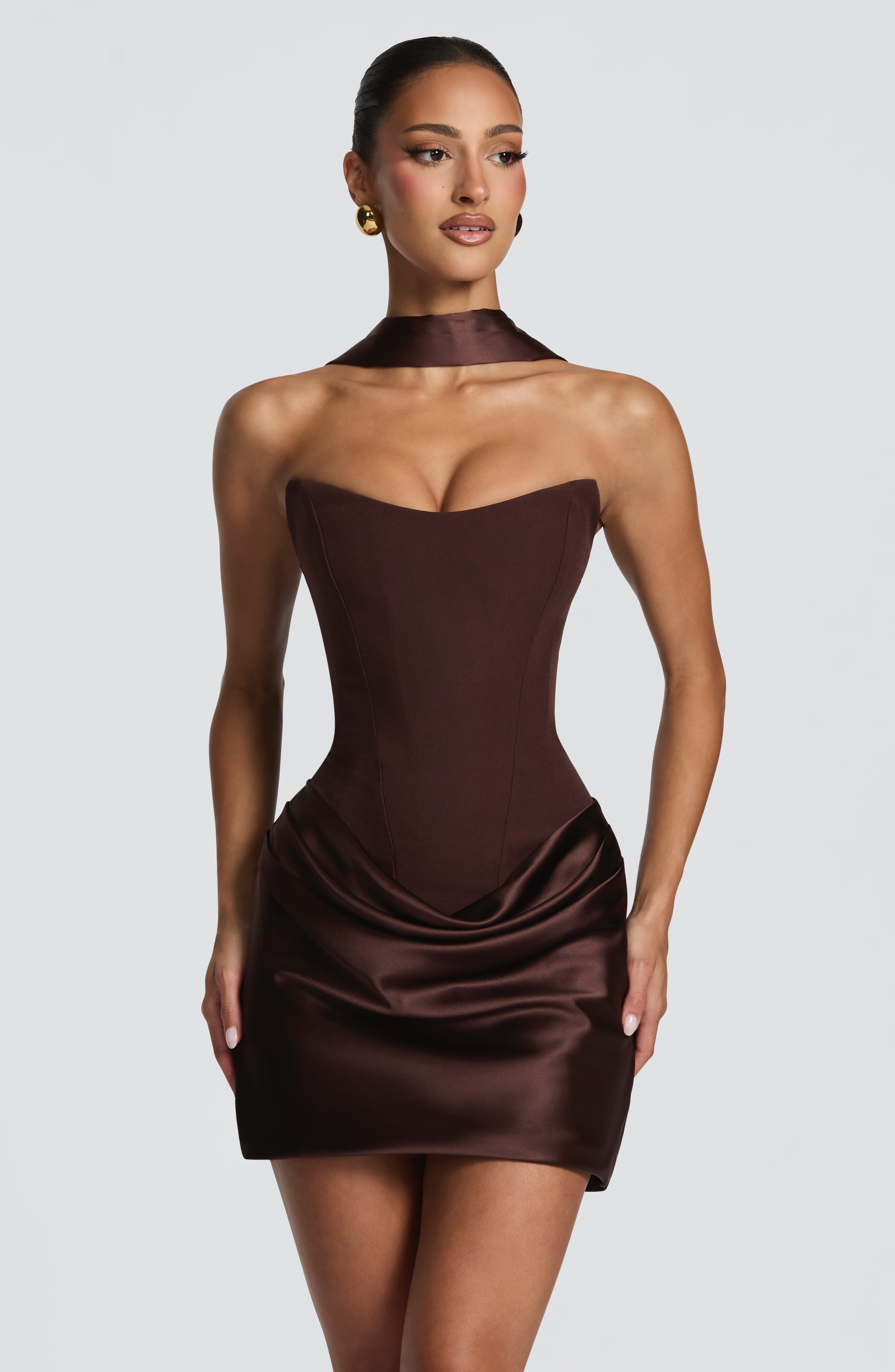 minilena Maggie Mini Dress Plum Brown