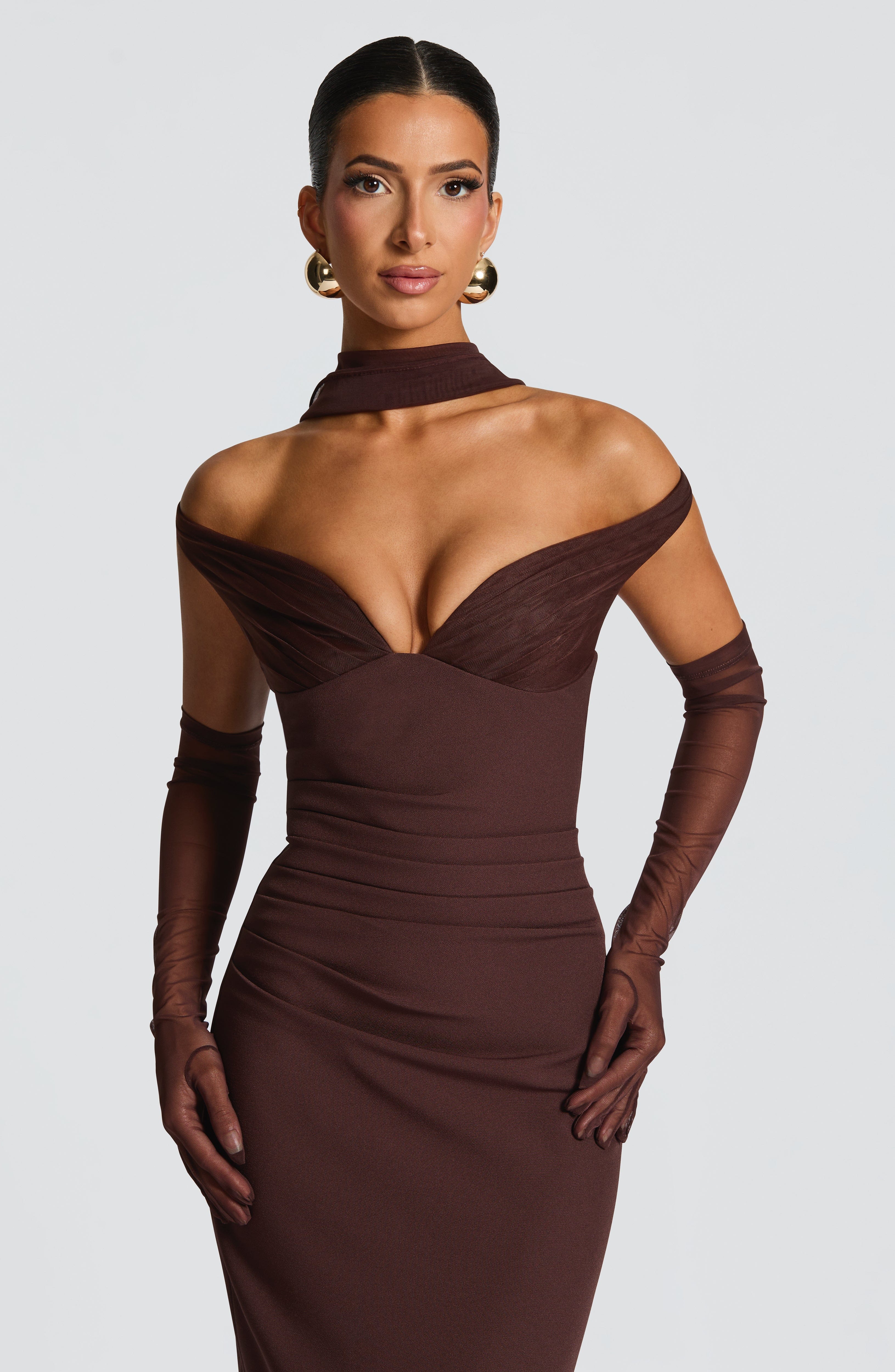 minilena Abigail Maxi Dress Plum Brown
