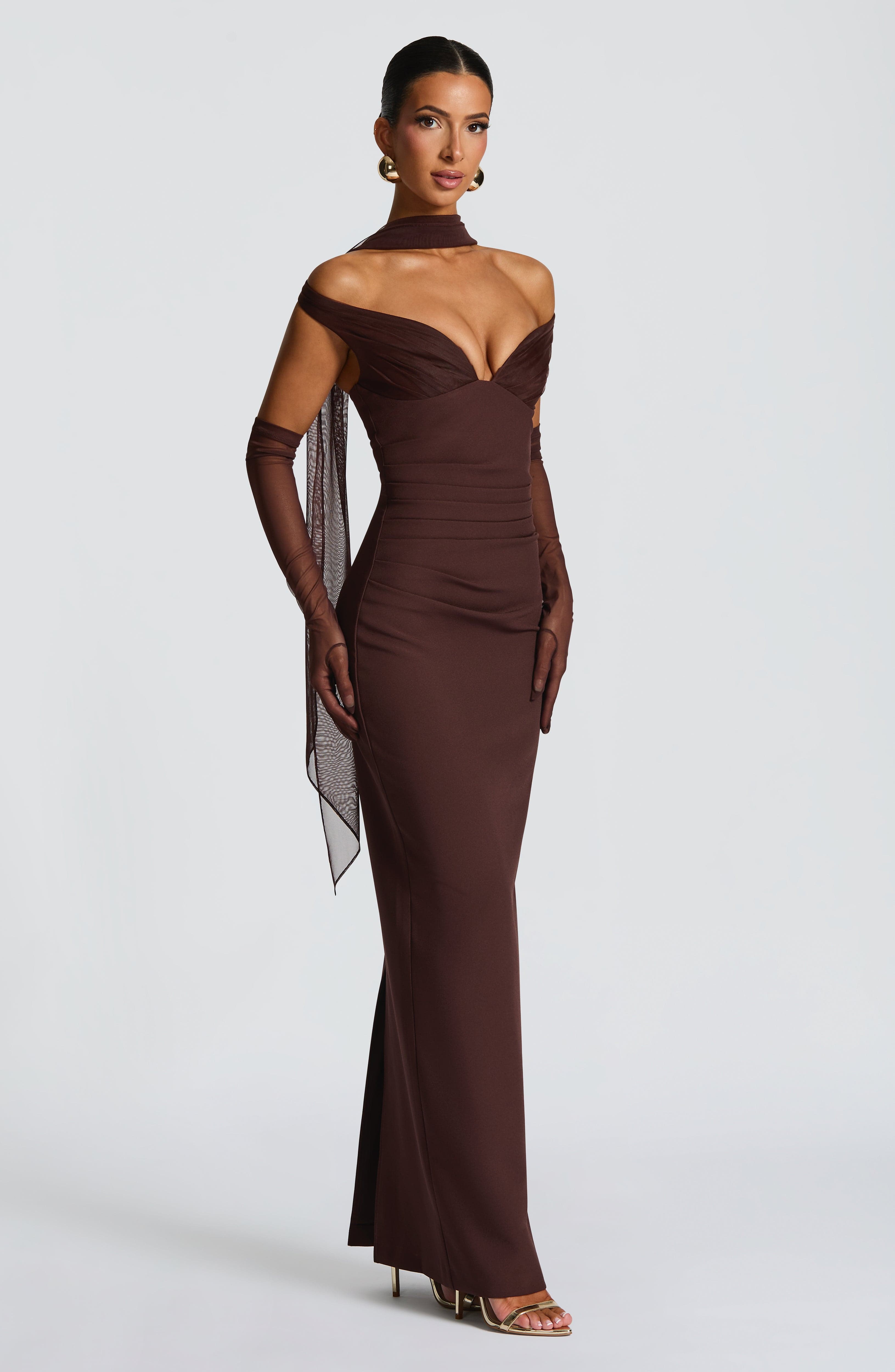 minilena Abigail Maxi Dress Plum Brown
