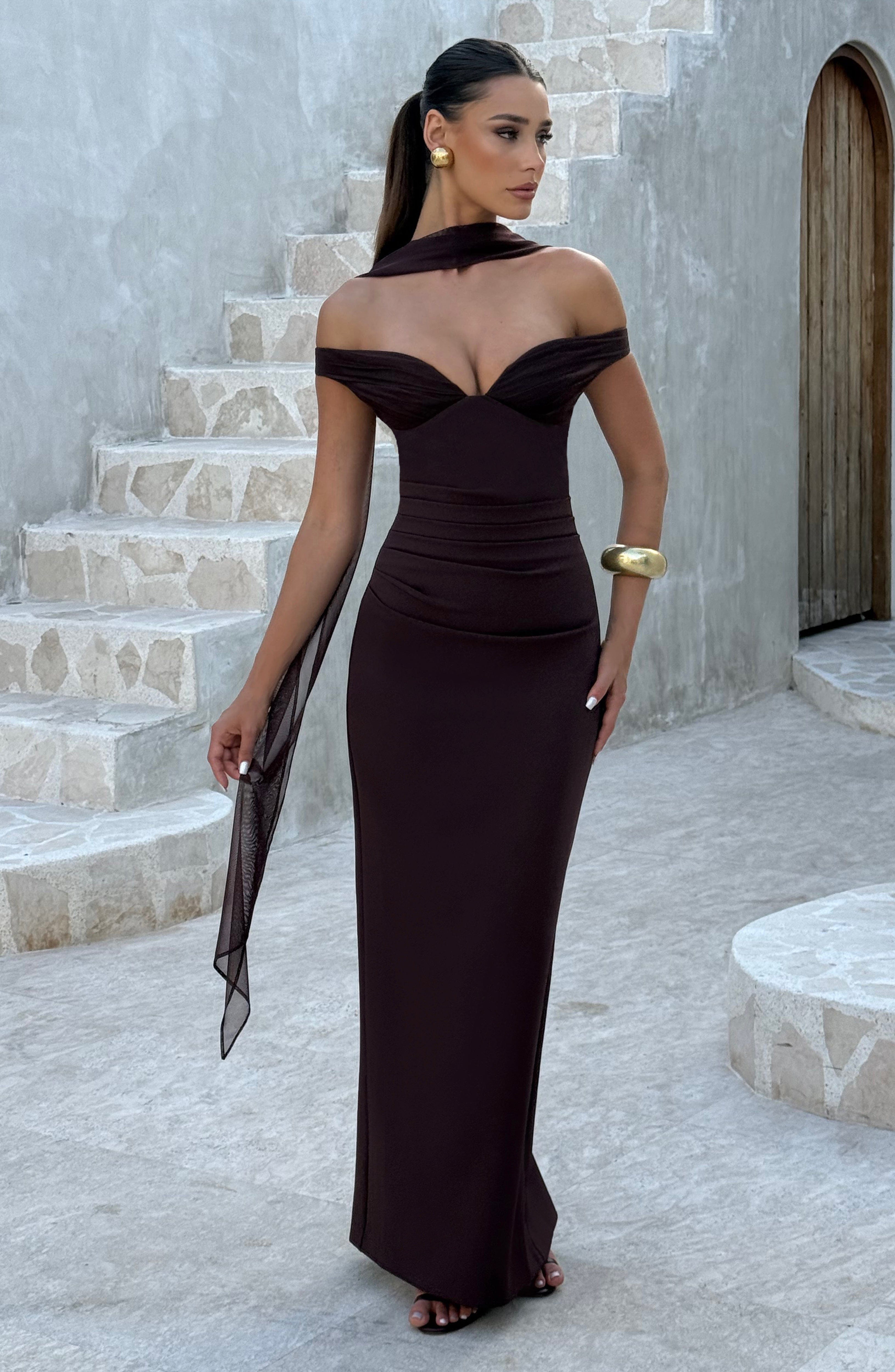 minilena Abigail Maxi Dress Plum Brown