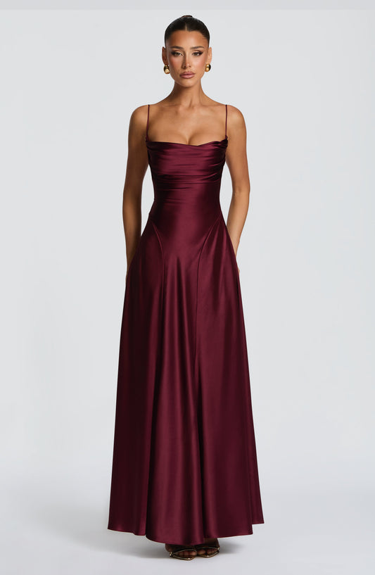 minilena Adelina Maxi Dress Cherry Lacquer
