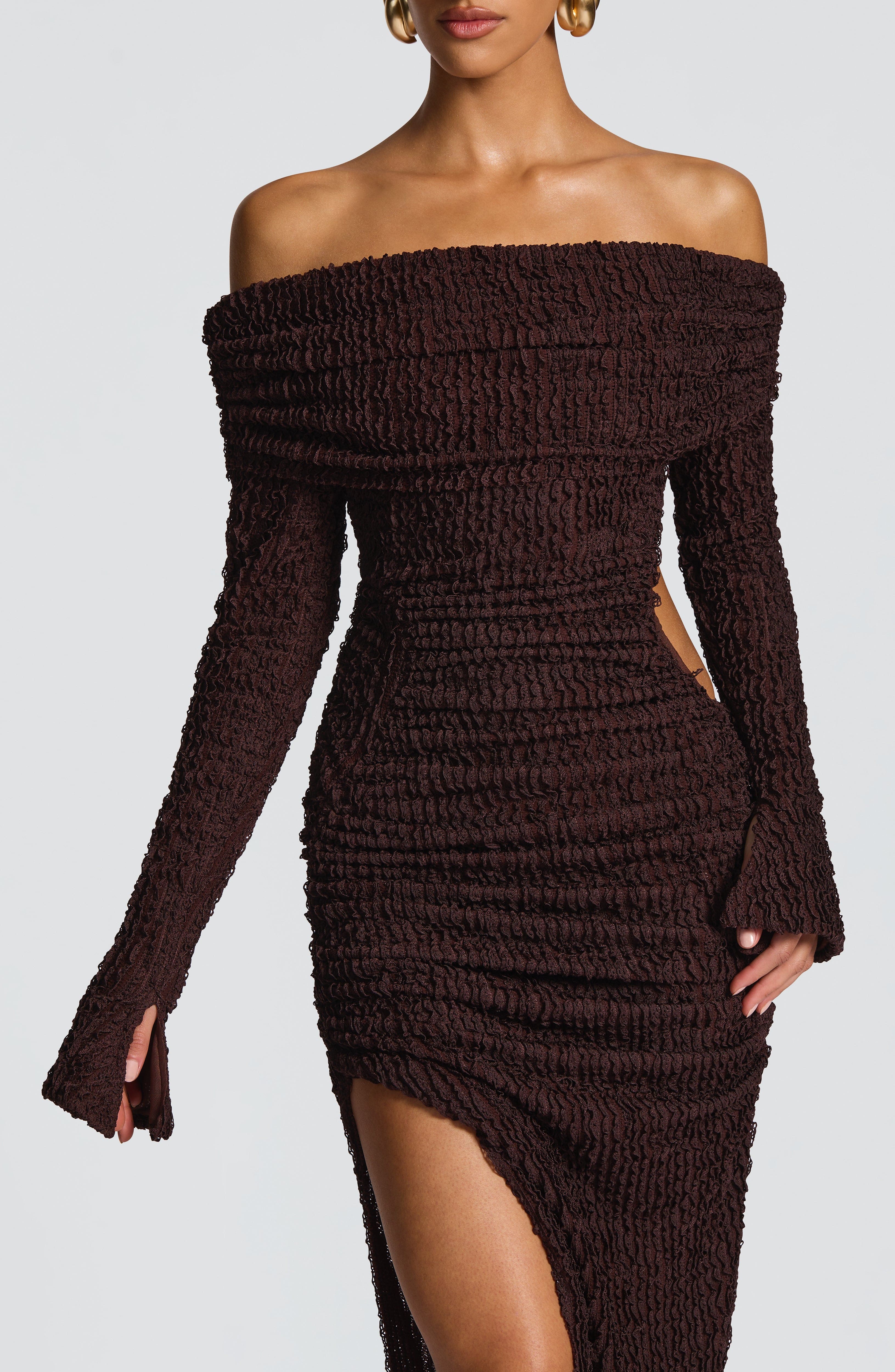 minilena Adelphia Midi Dress Plum Brown