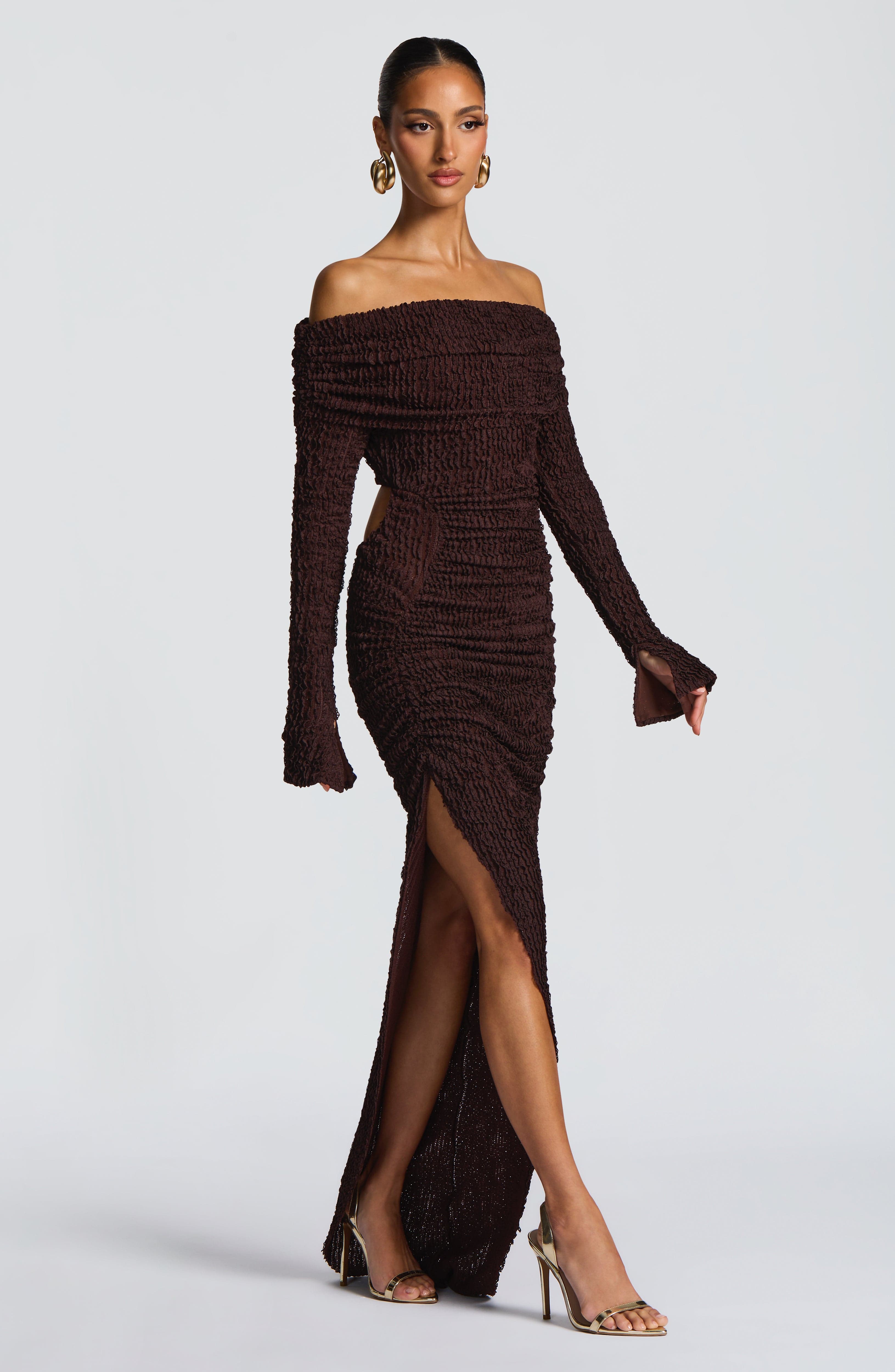 minilena Adelphia Midi Dress Plum Brown
