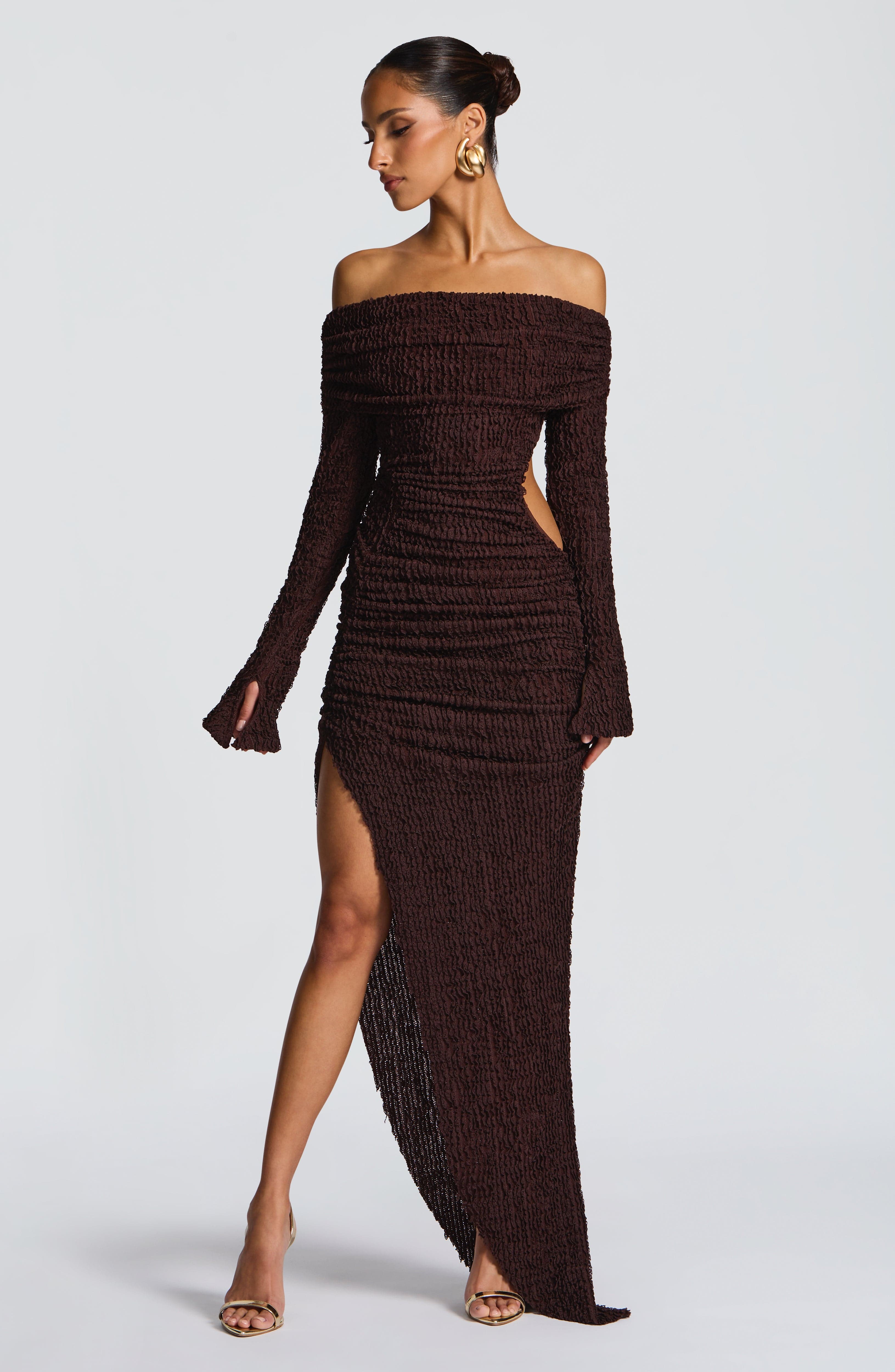 minilena Adelphia Midi Dress Plum Brown