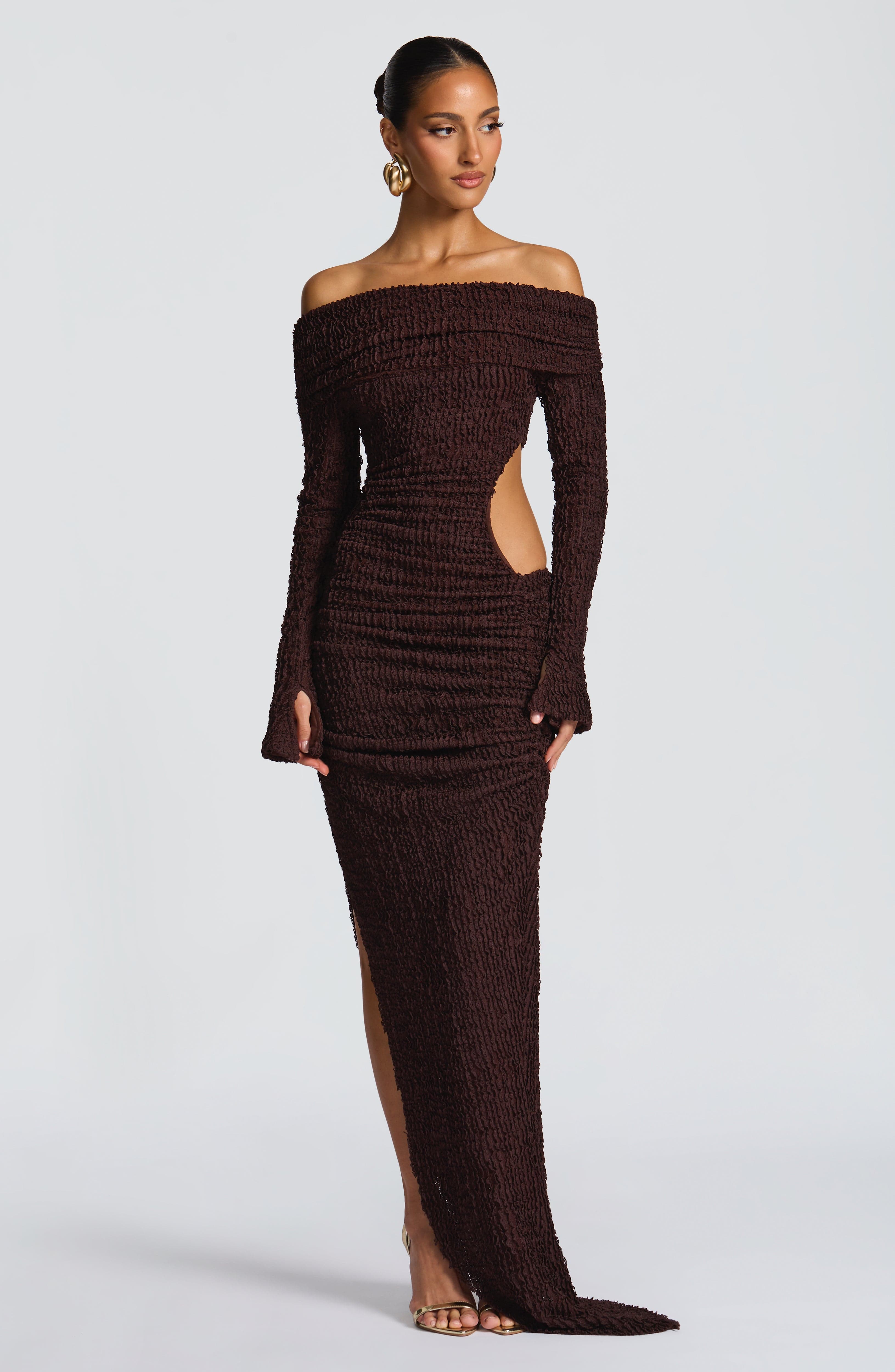 minilena Adelphia Midi Dress Plum Brown