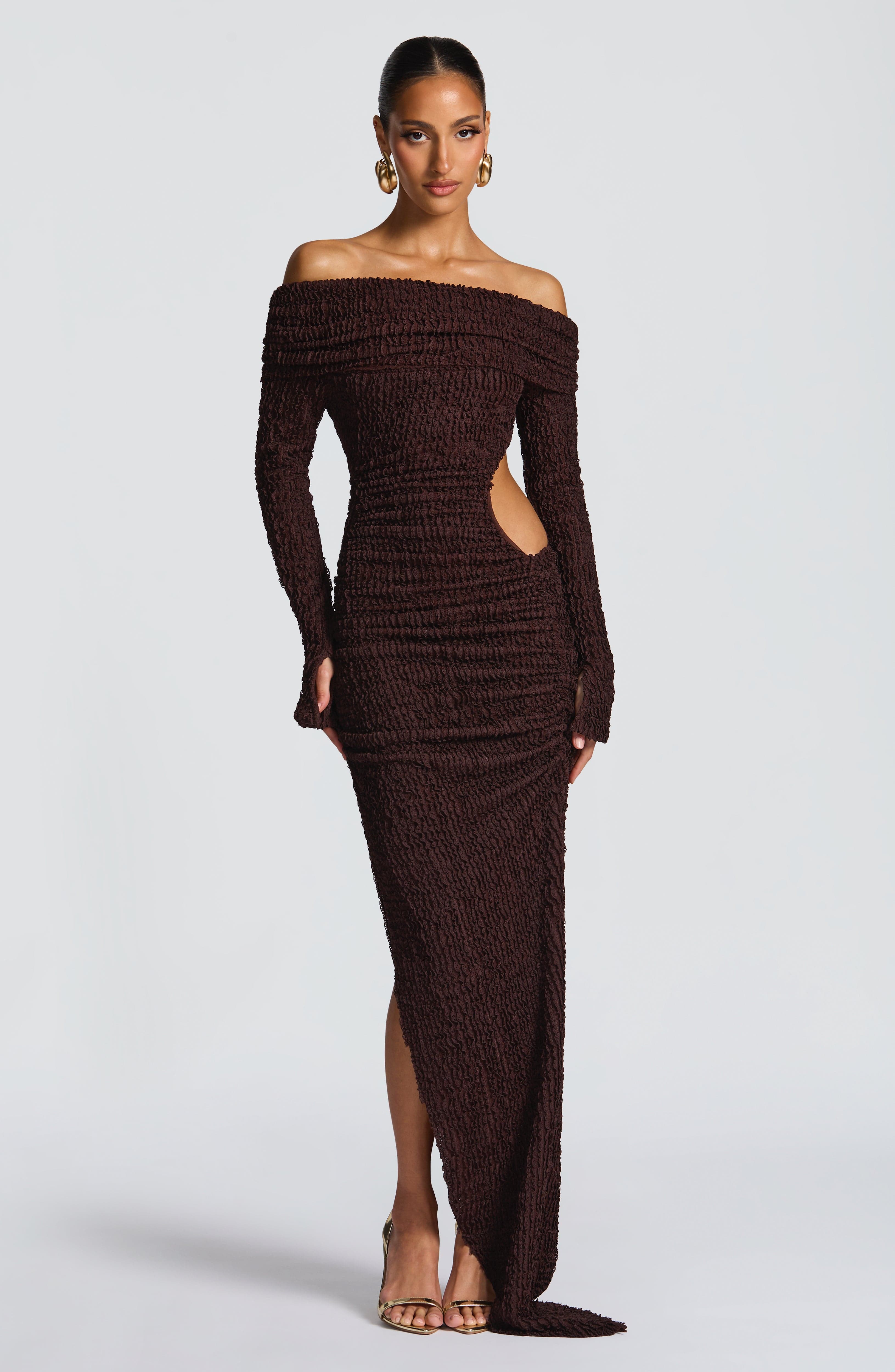 minilena Adelphia Midi Dress Plum Brown