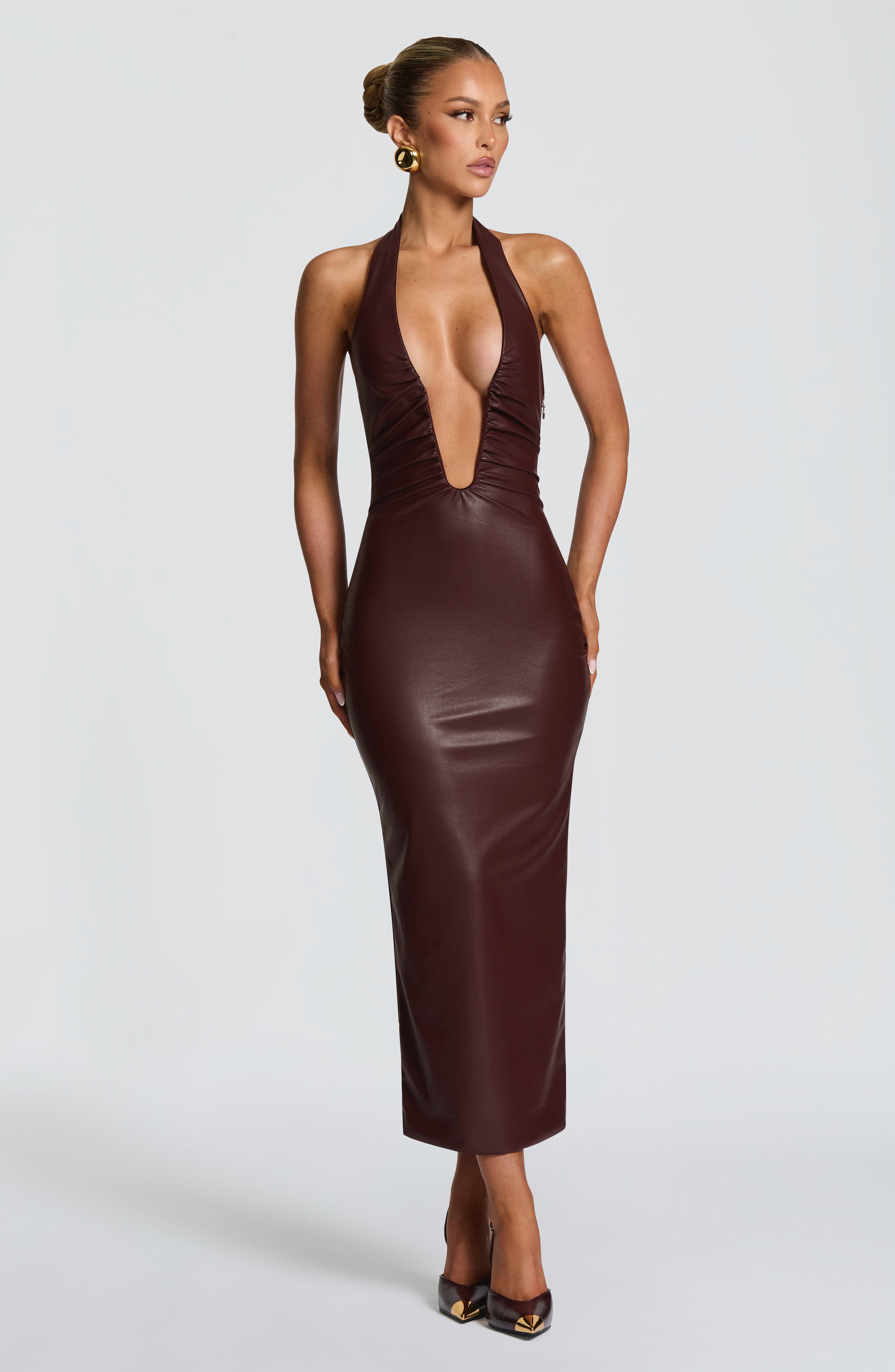 minilena Ainsley Midi Dress Burgundy