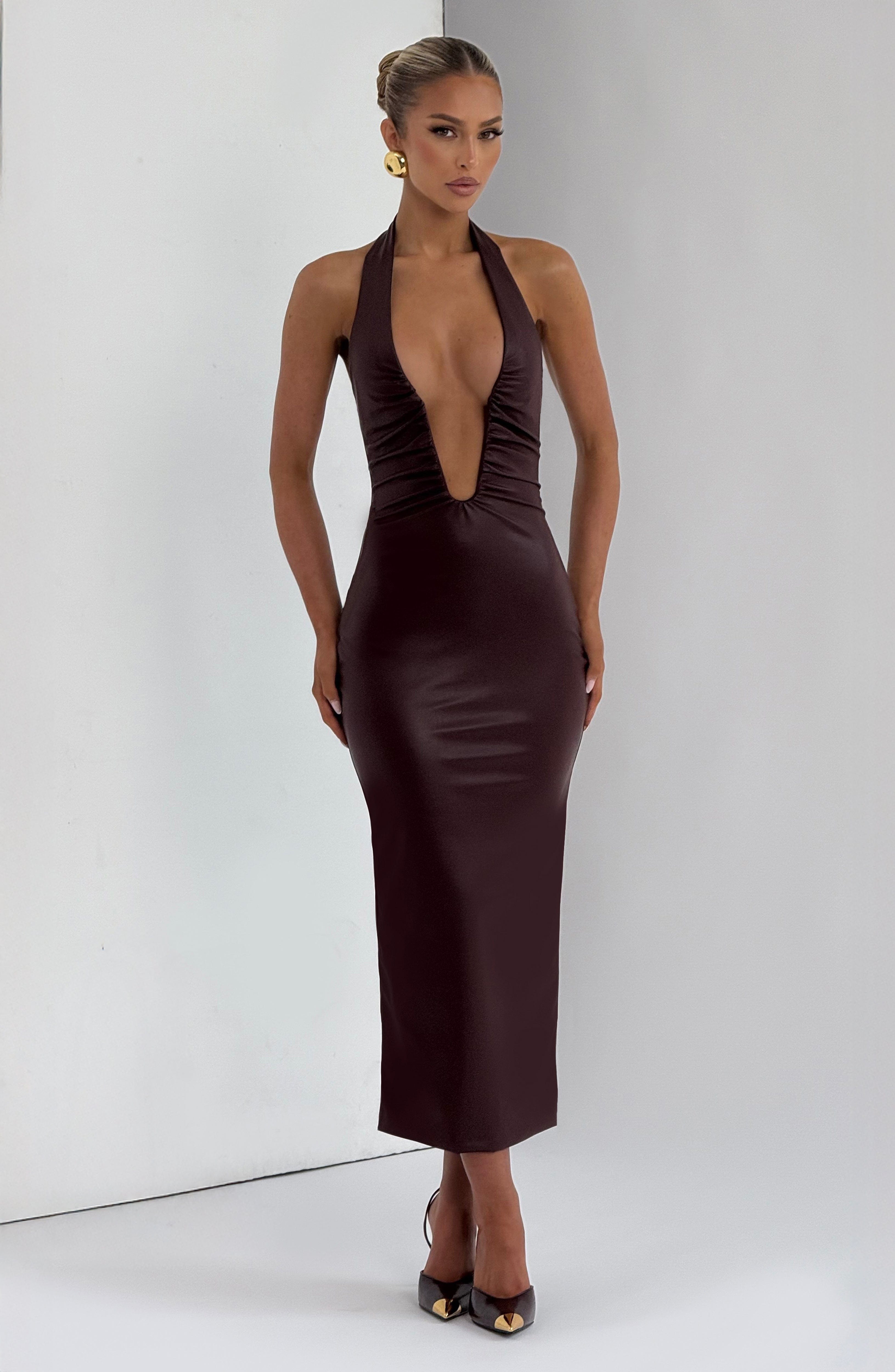 minilena Ainsley Midi Dress Burgundy
