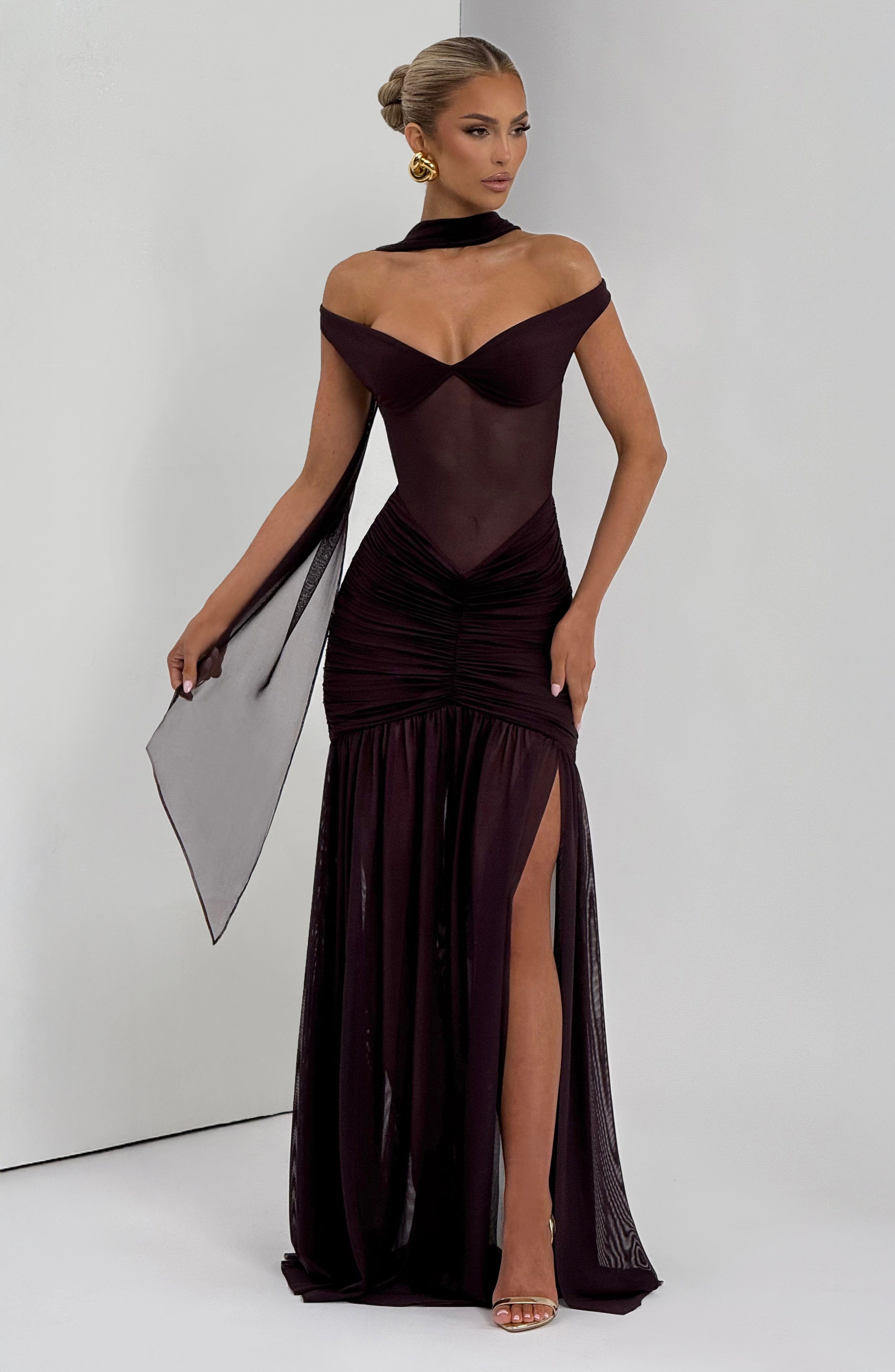 minilena Alaia Maxi Dress Plum