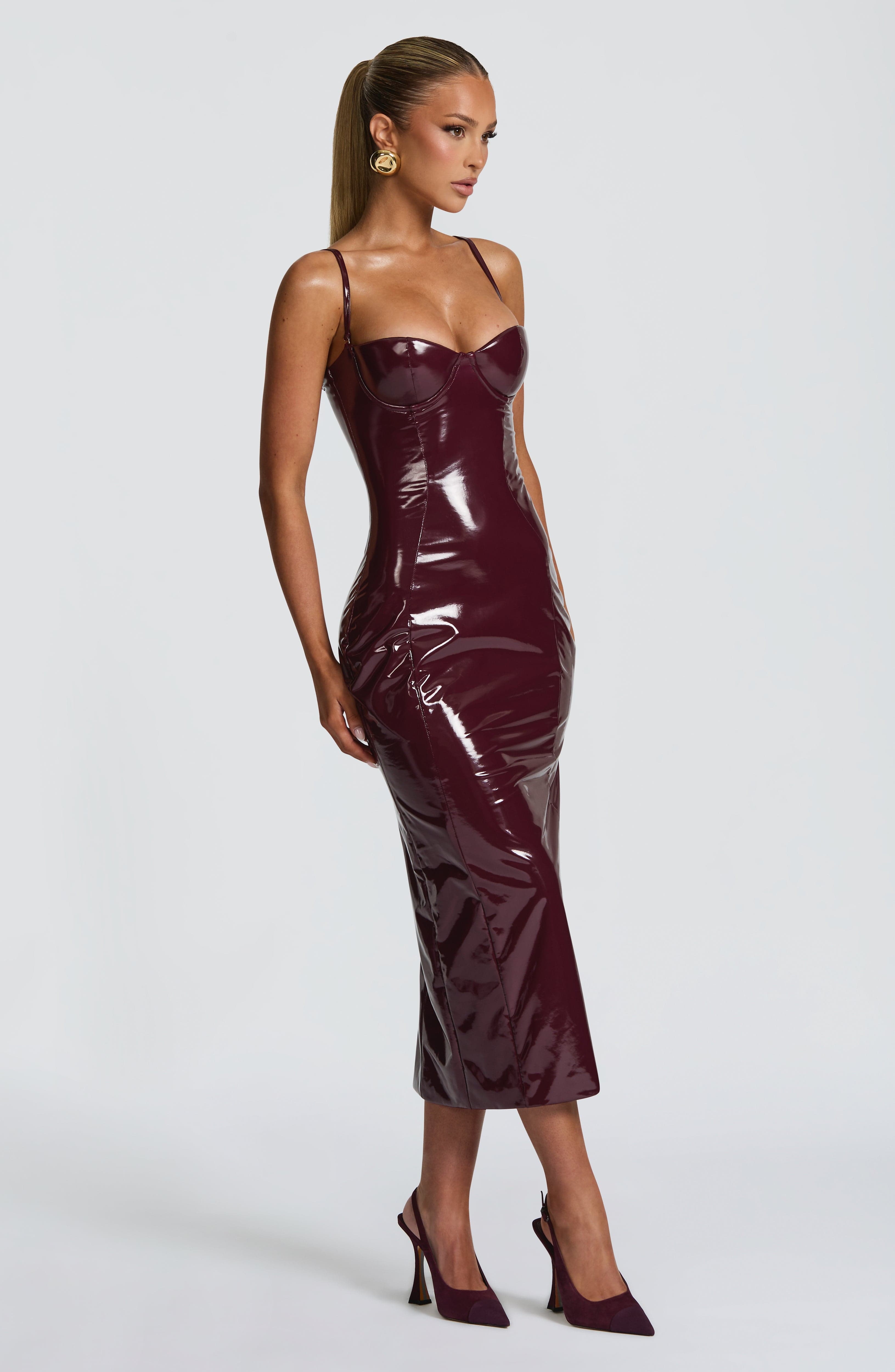 minilena Amala Midi Dress Cherry Lacquer