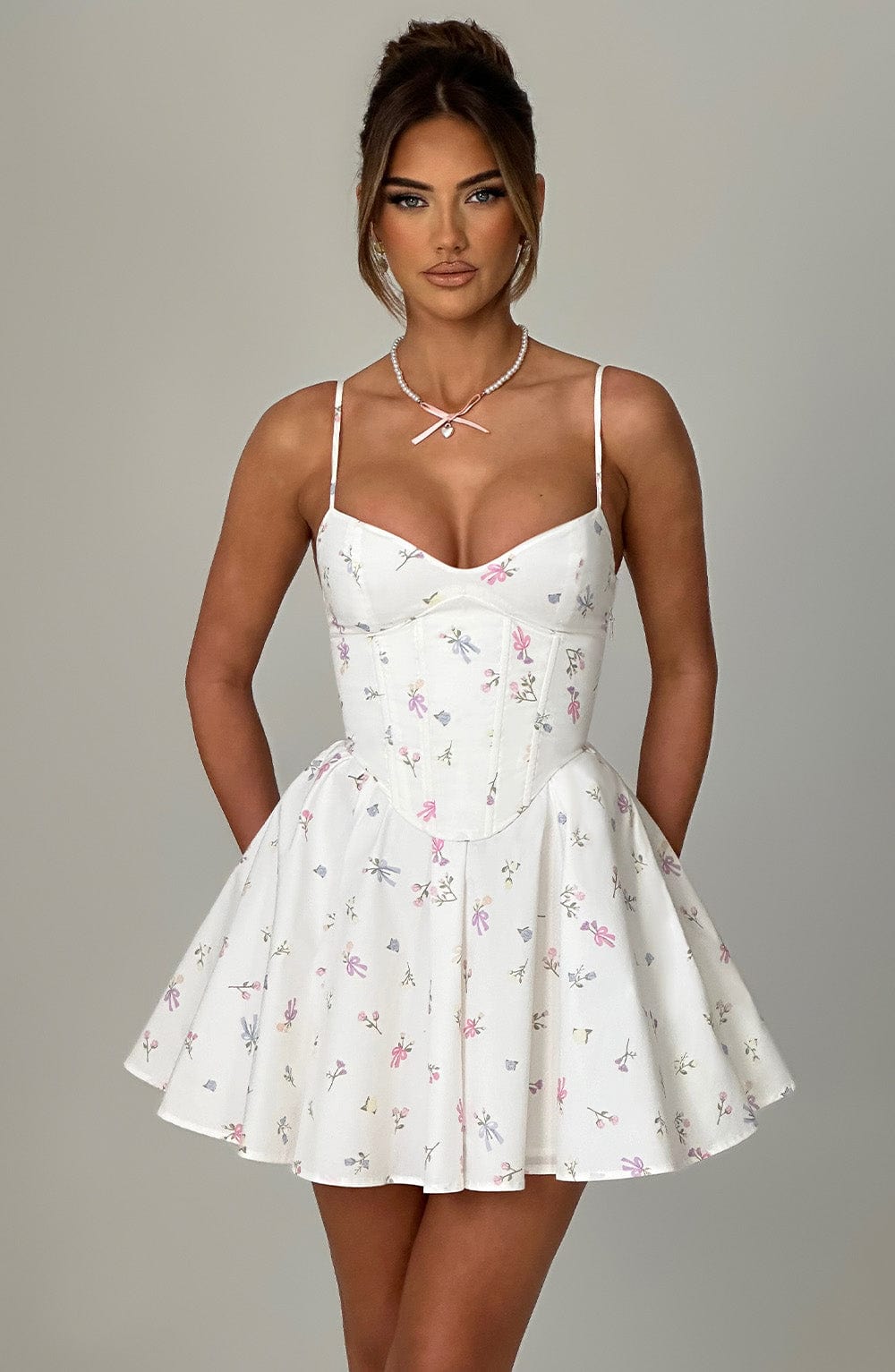 minilena Analeigh Mini Dress White Multi Floral Print