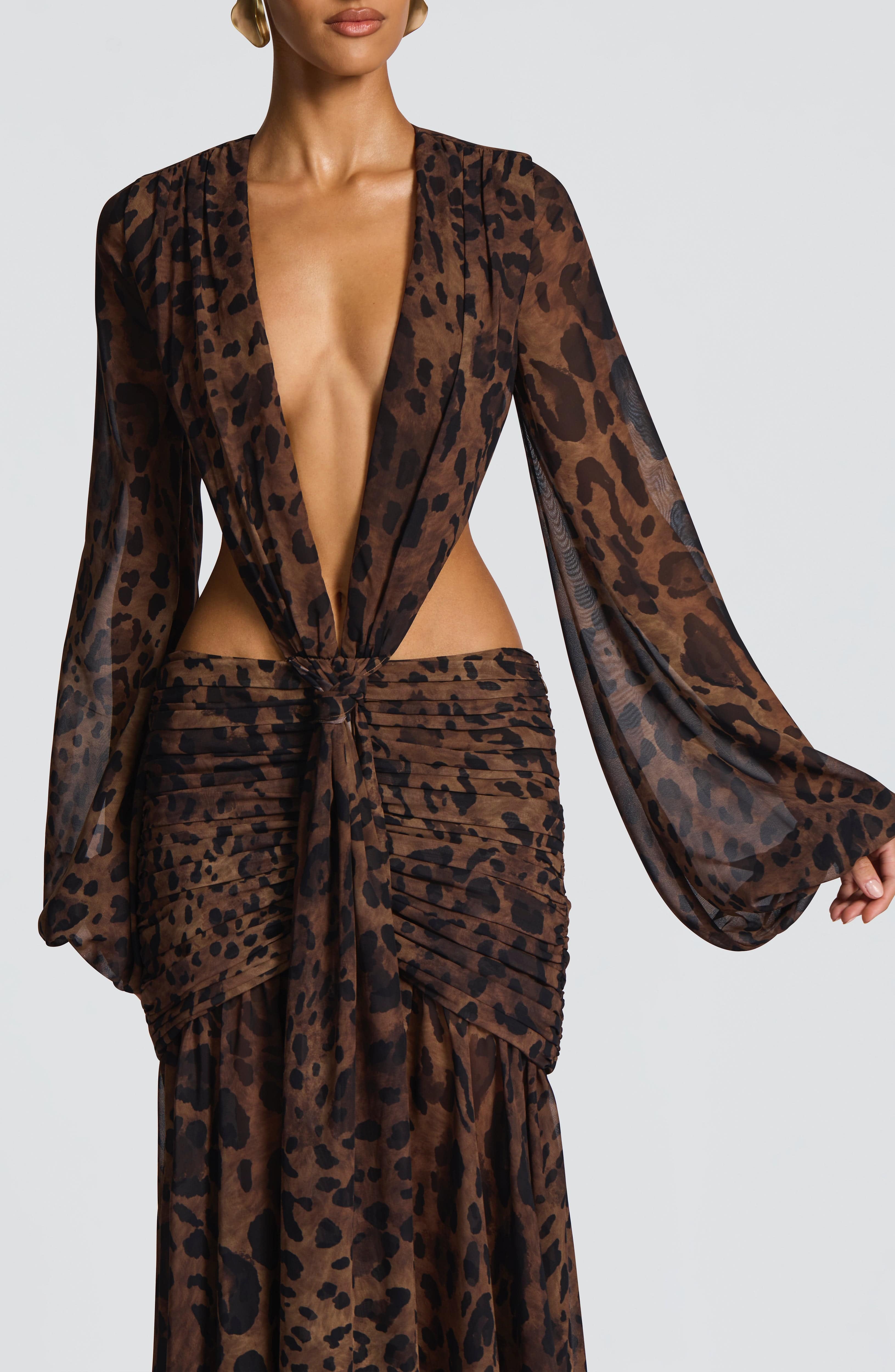 minilena Andrina Maxi Dress Leopard Print