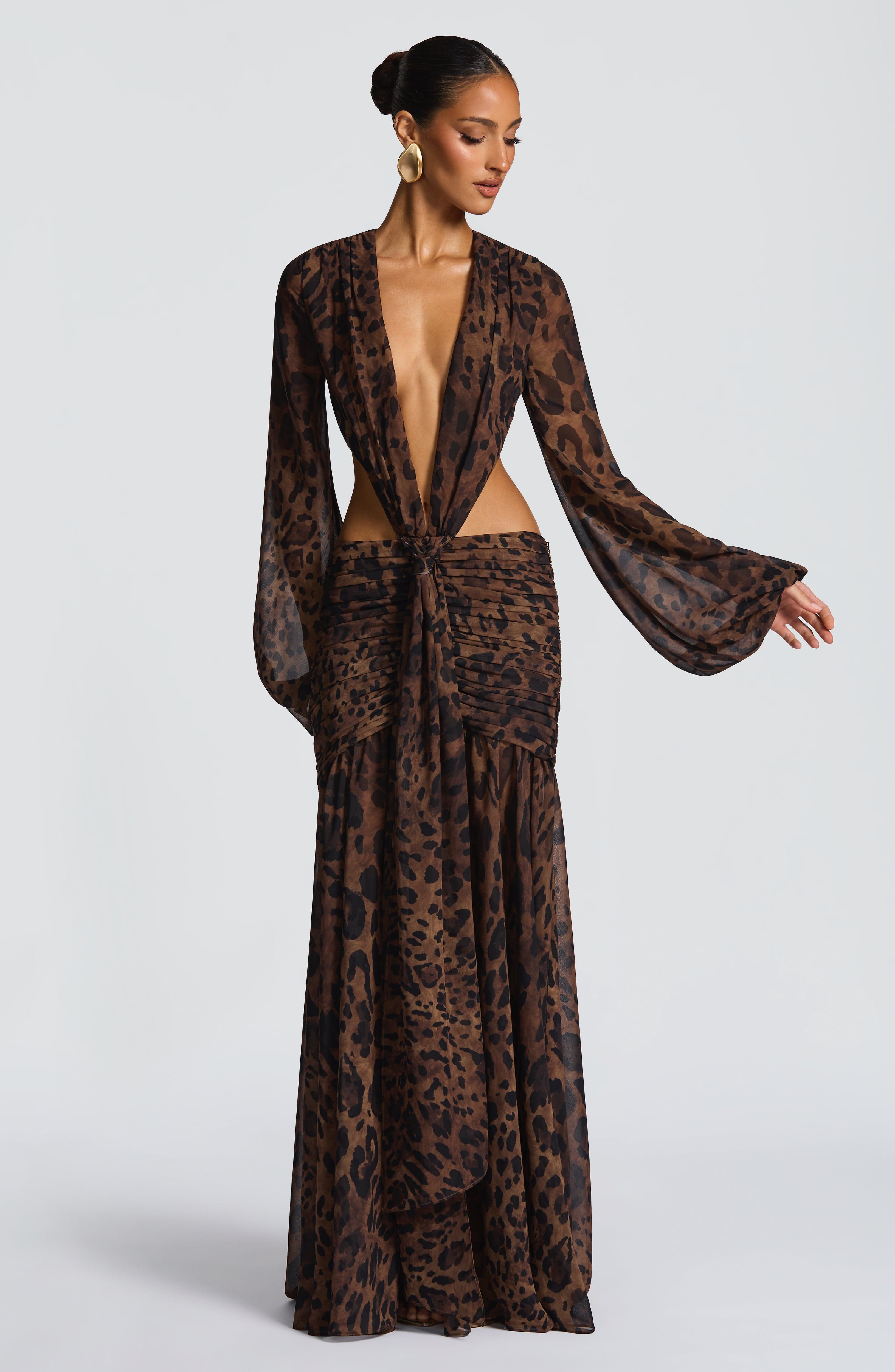 minilena Andrina Maxi Dress Leopard Print