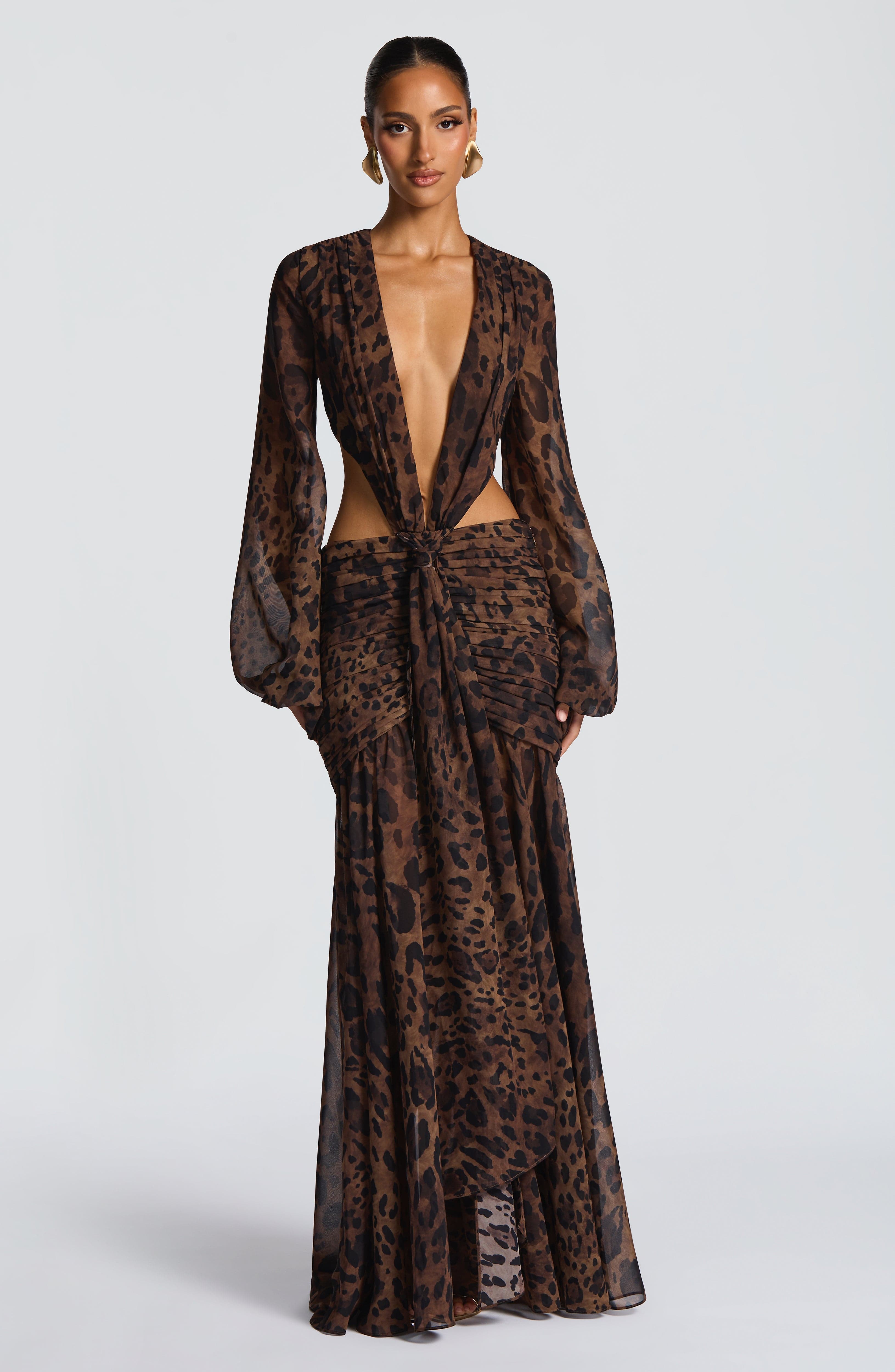 minilena Andrina Maxi Dress Leopard Print