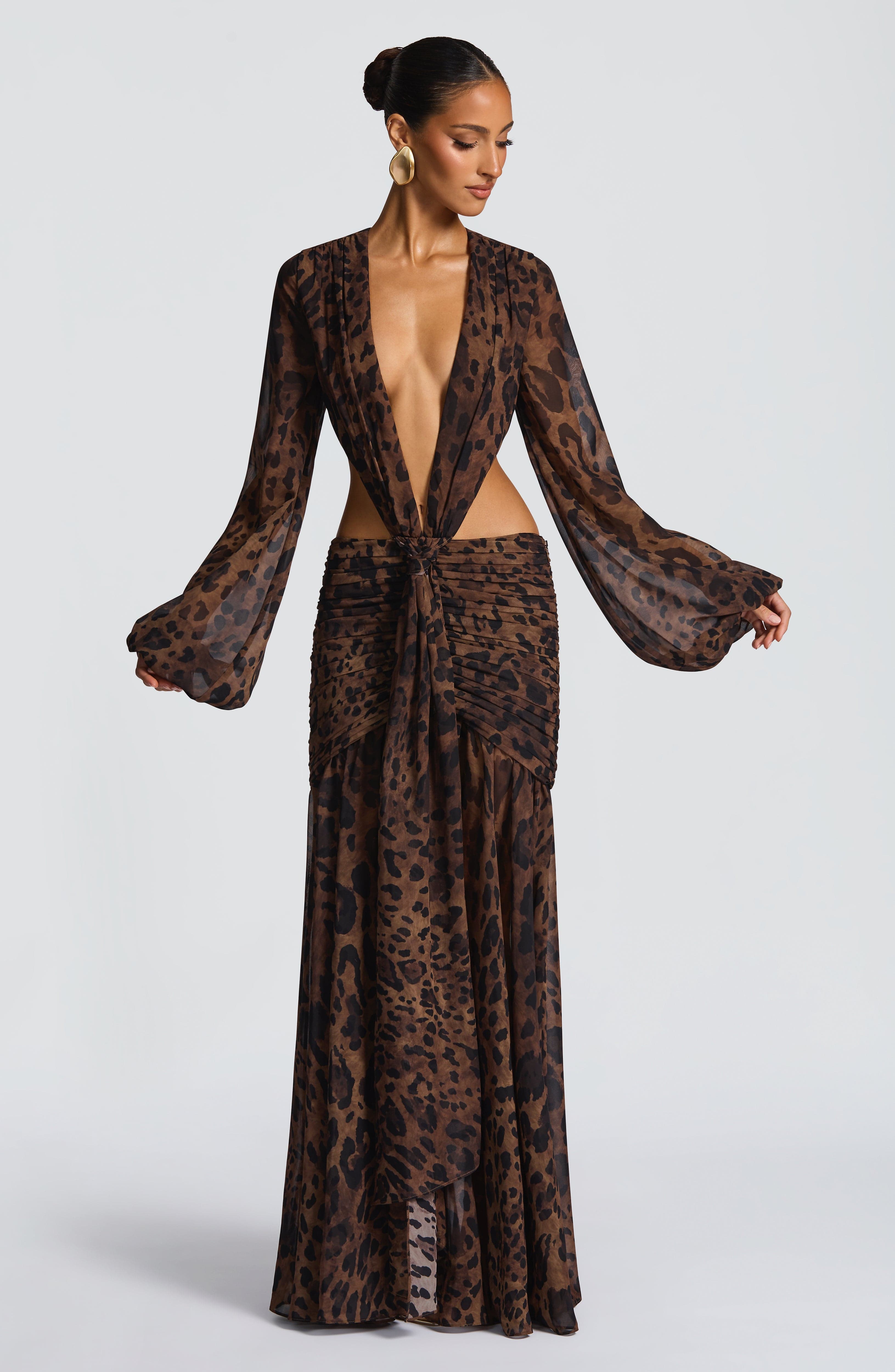 minilena Andrina Maxi Dress Leopard Print