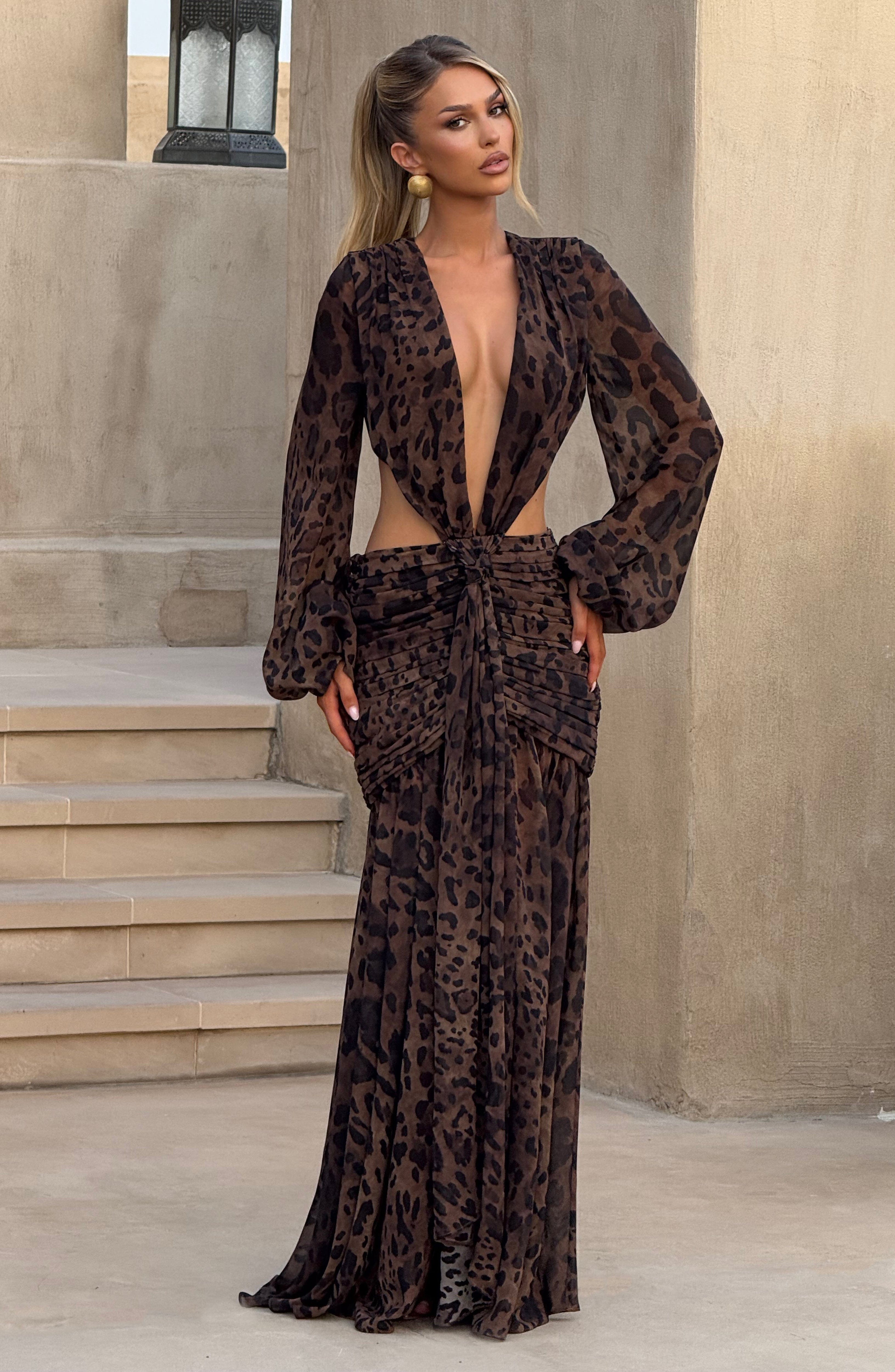 minilena Andrina Maxi Dress Leopard Print