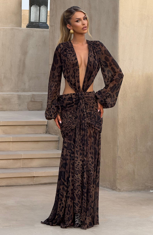 minilena Andrina Maxi Dress Leopard Print