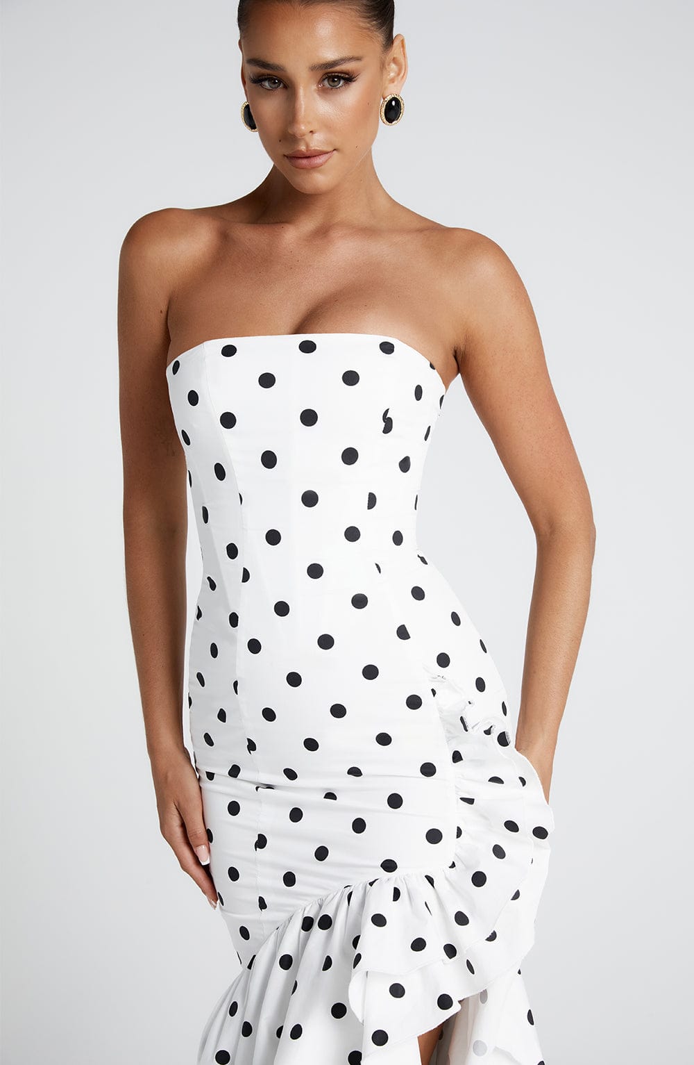 minilena Angelina Maxi Dress Black Polka Dot Print