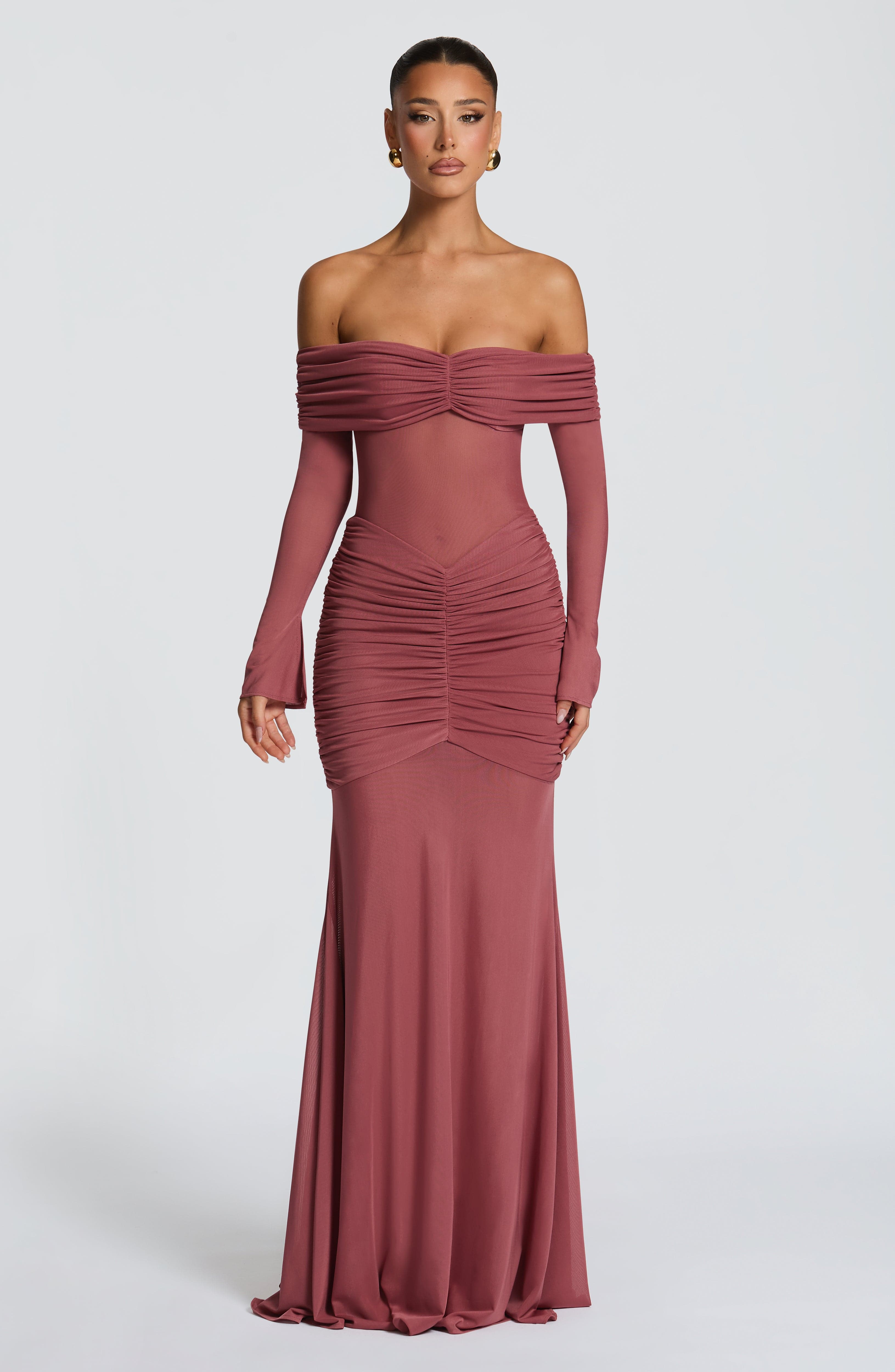minilena Arlena Maxi Dress Rose Brown