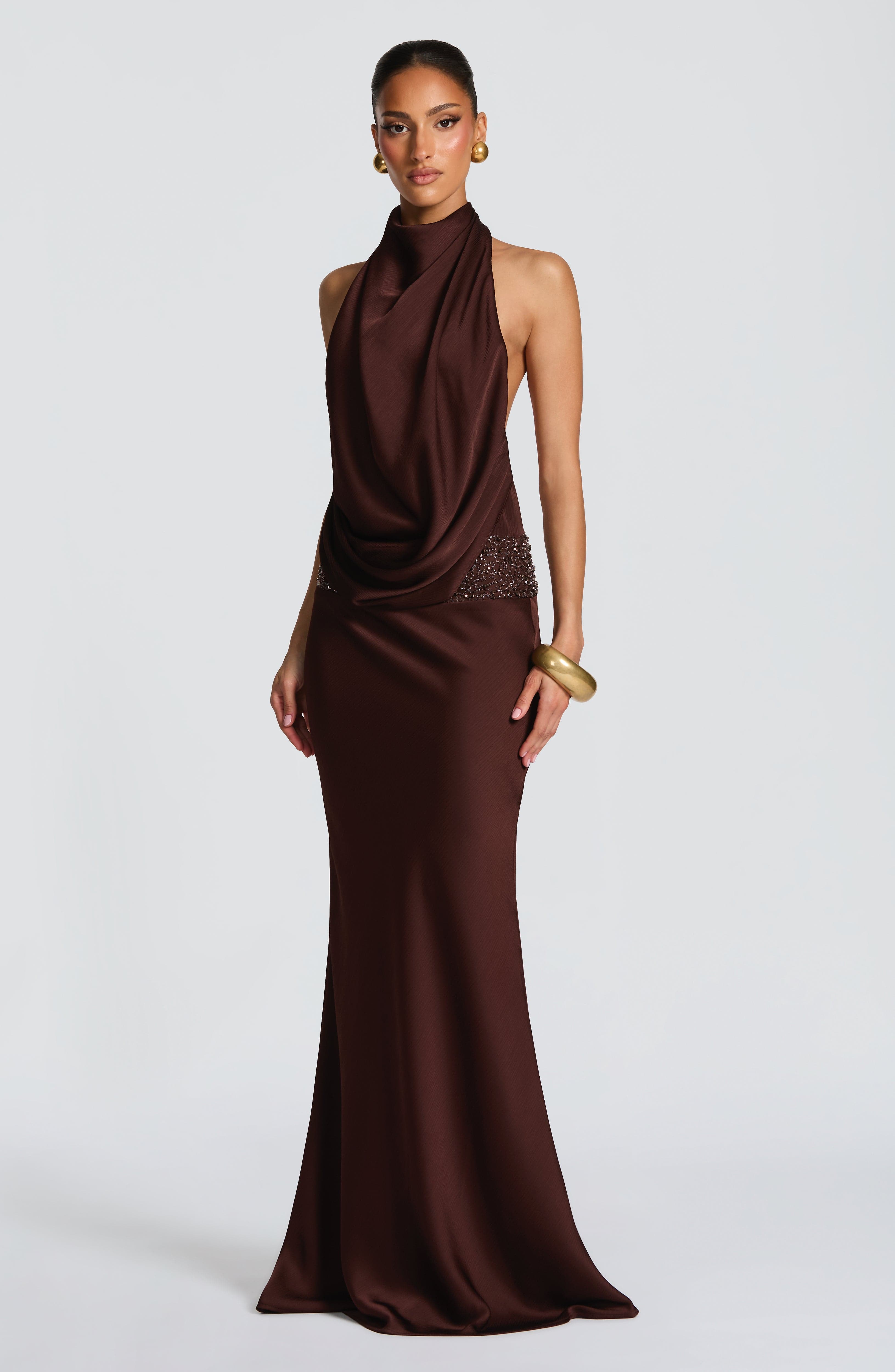 minilena Armelle Maxi Dress Plum Brown