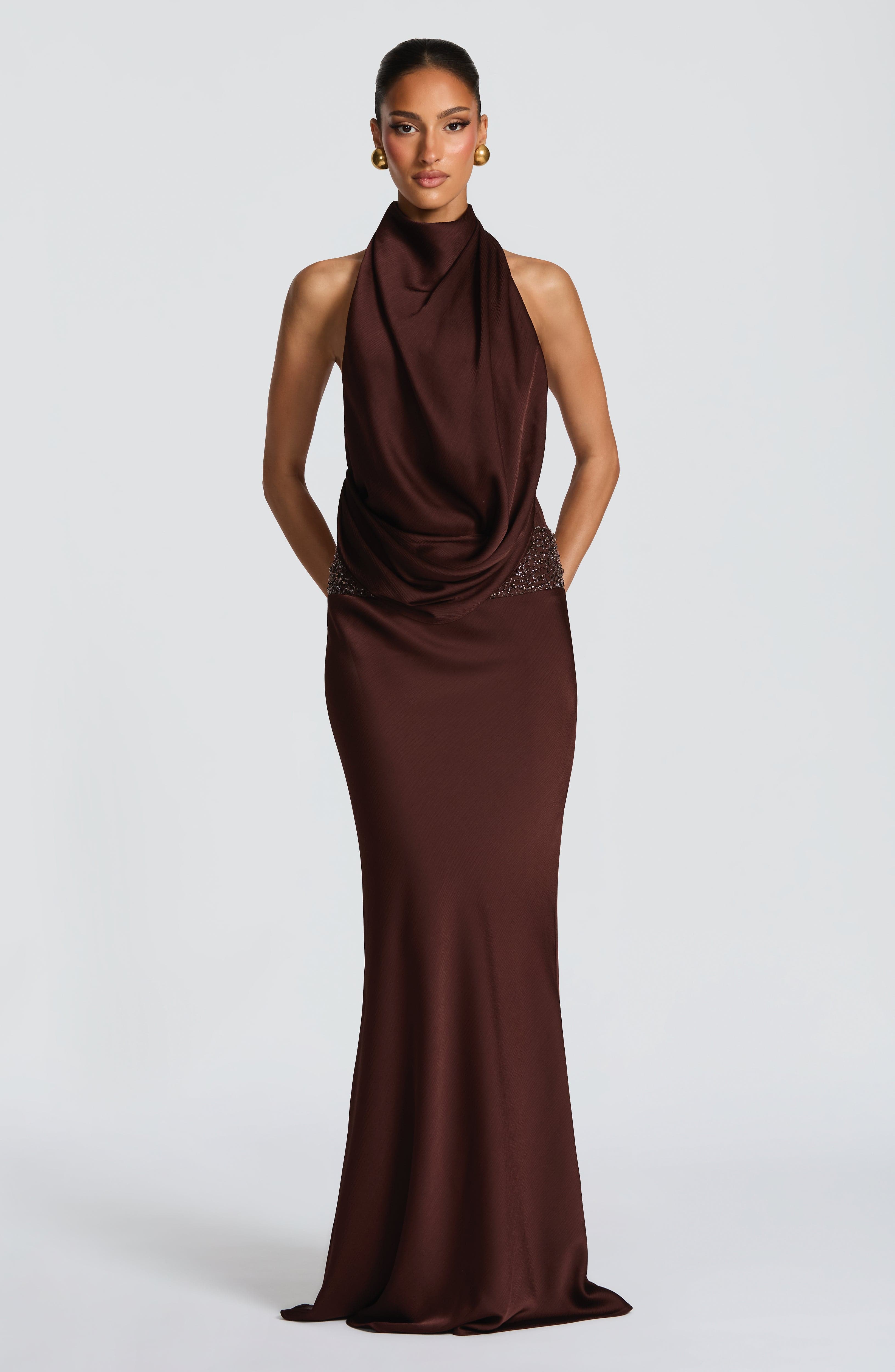 minilena Armelle Maxi Dress Plum Brown