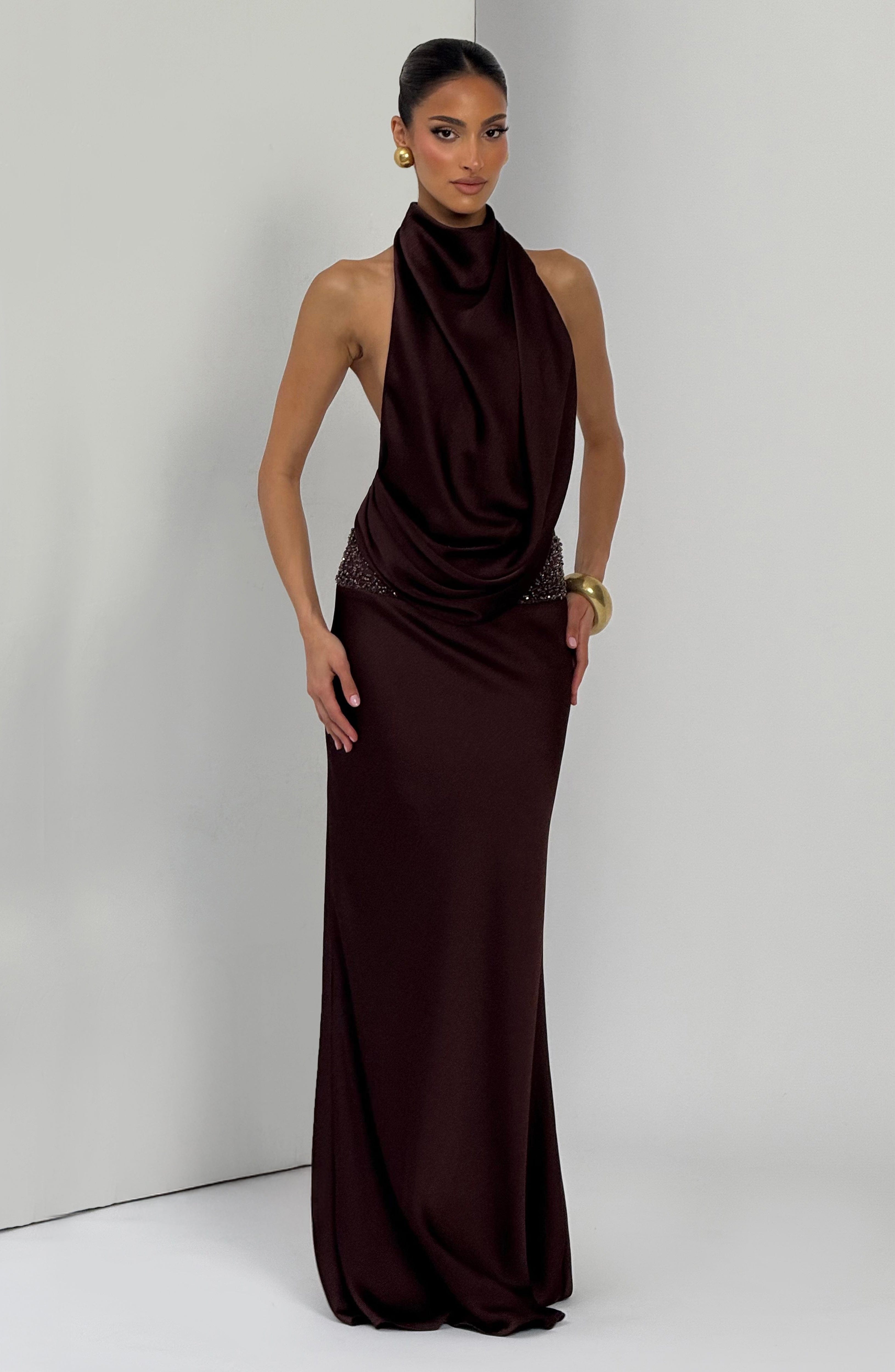 minilena Armelle Maxi Dress Plum Brown