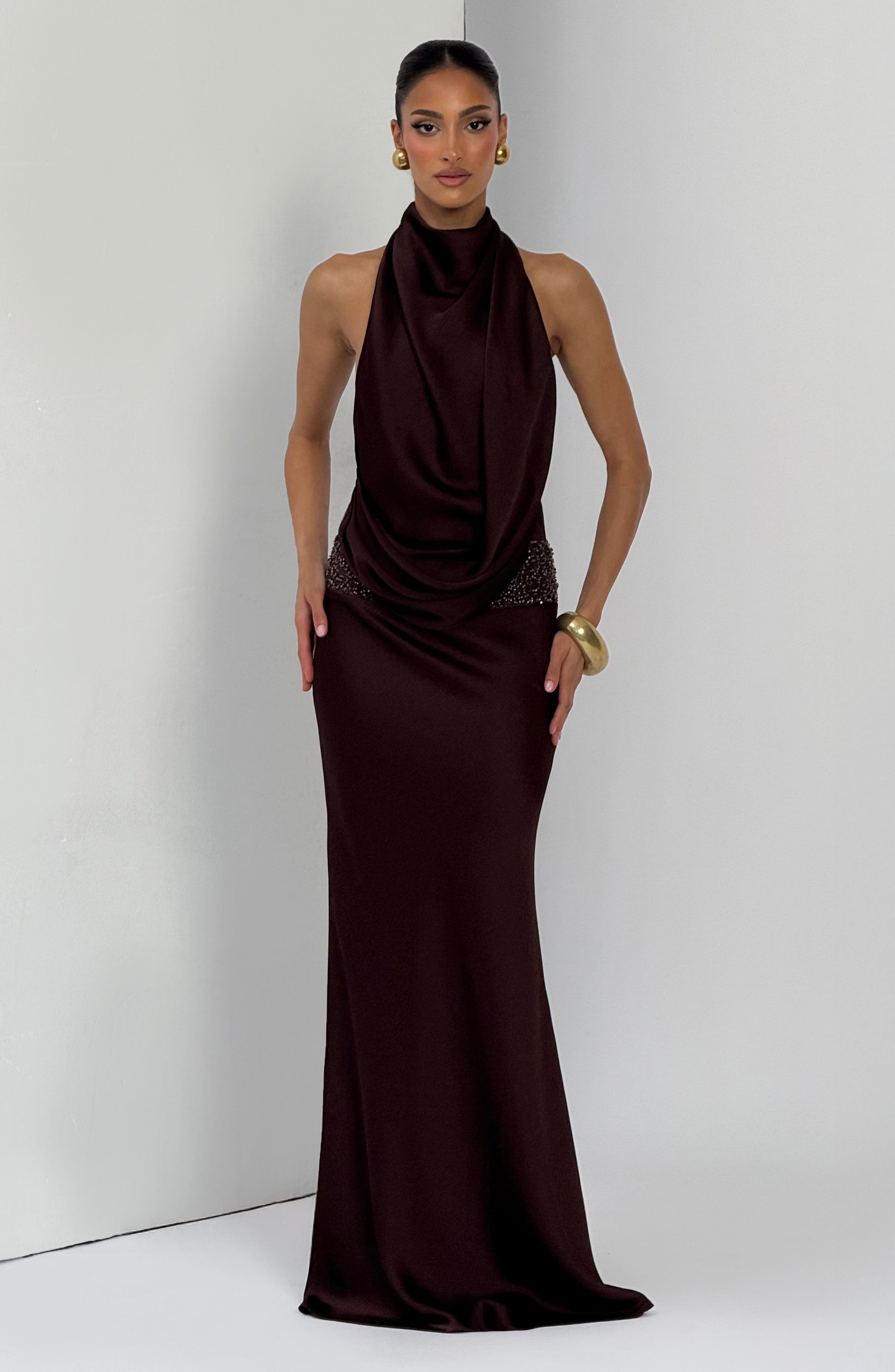 minilena Armelle Maxi Dress Plum Brown