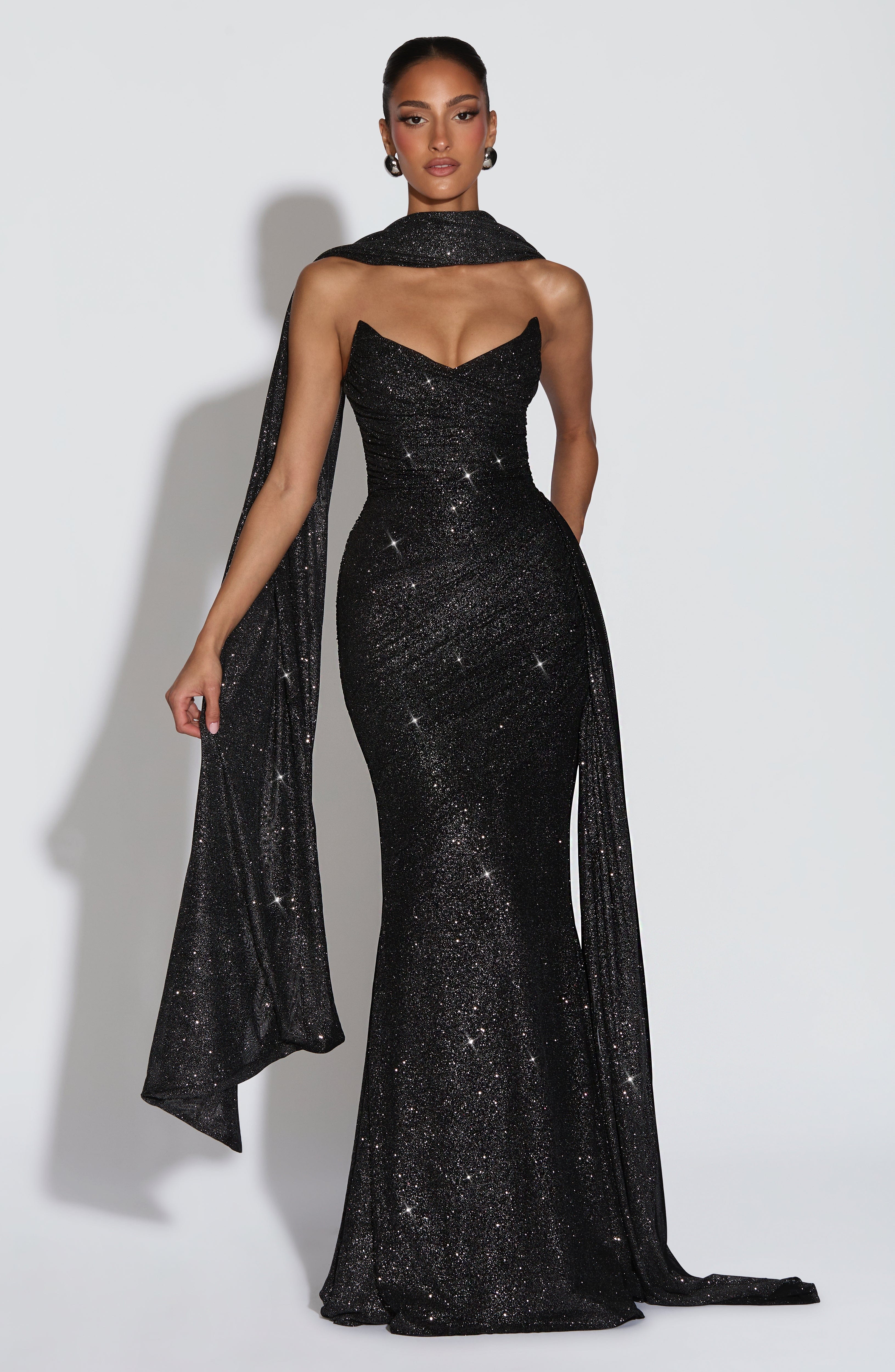 minilena Ashika Maxi Dress Black Sparkle