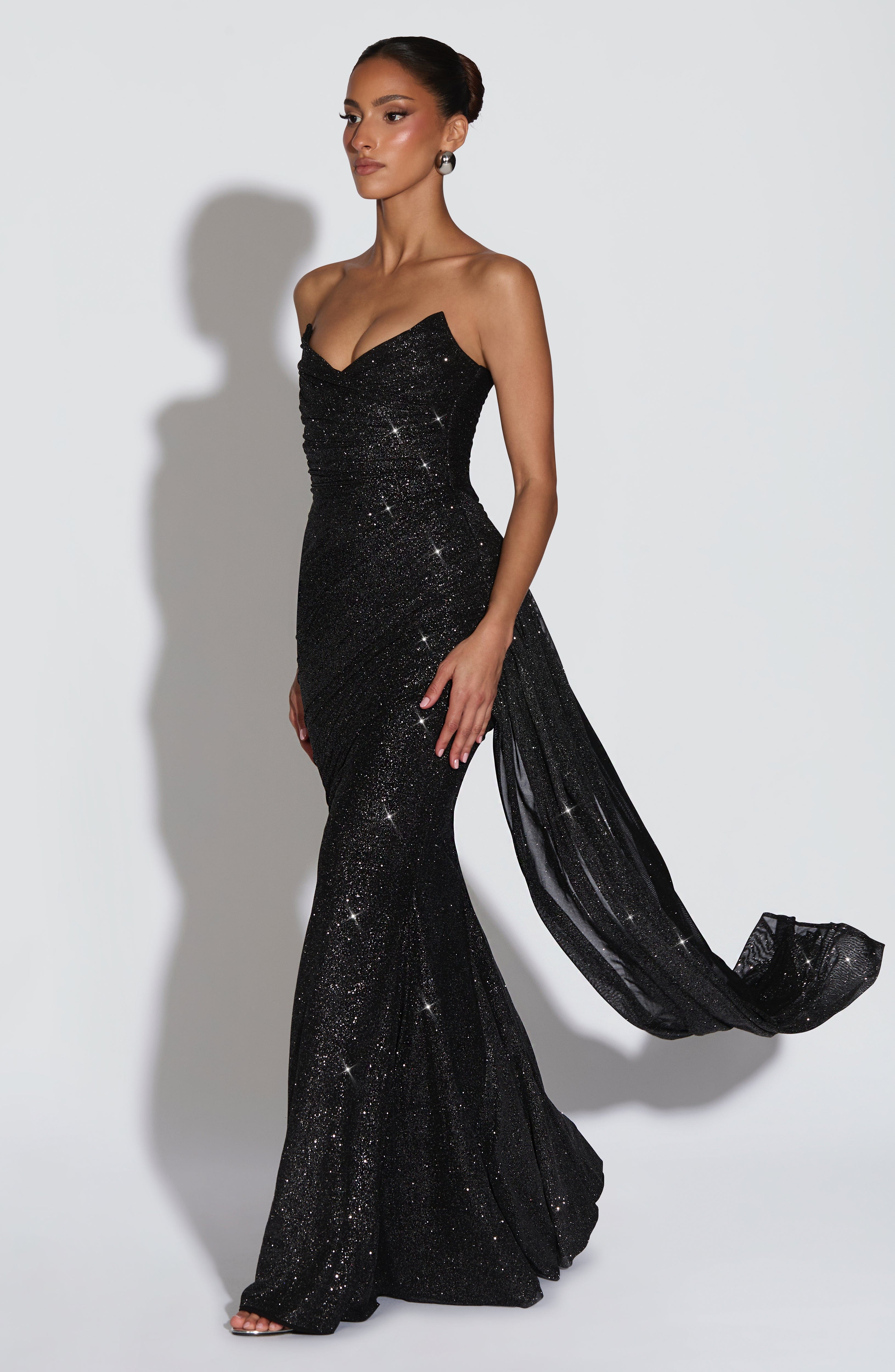 minilena Ashika Maxi Dress Black Sparkle