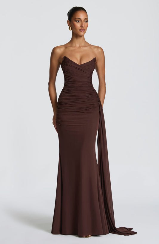 minilena Ashika Maxi Dress Plum Brown