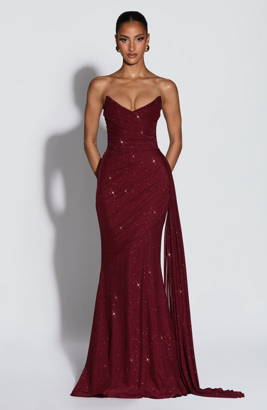 minilena Ashika Maxi Dress Wine Sparkle