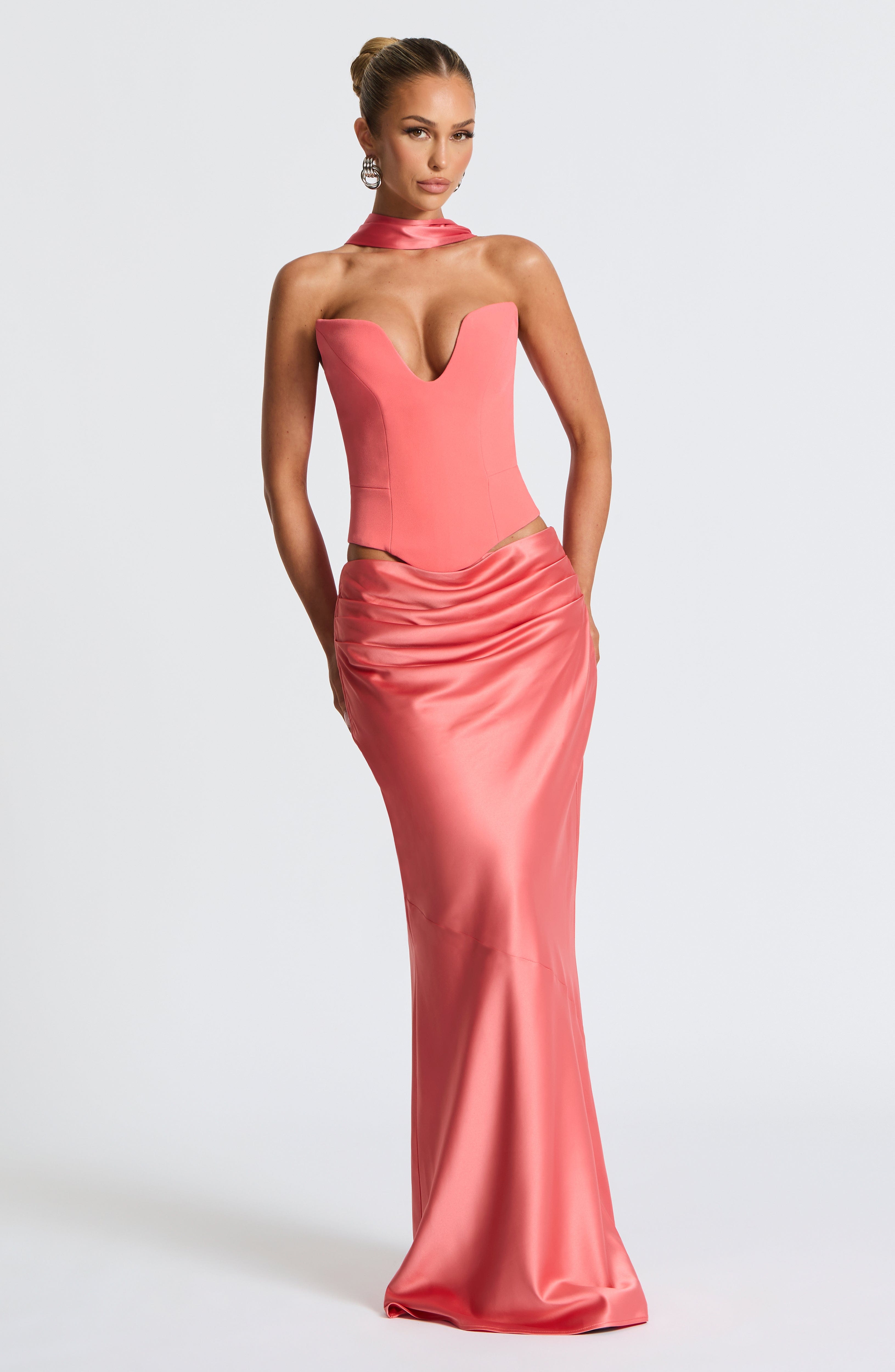 minilena Bernadette Maxi Skirt Coral Pink