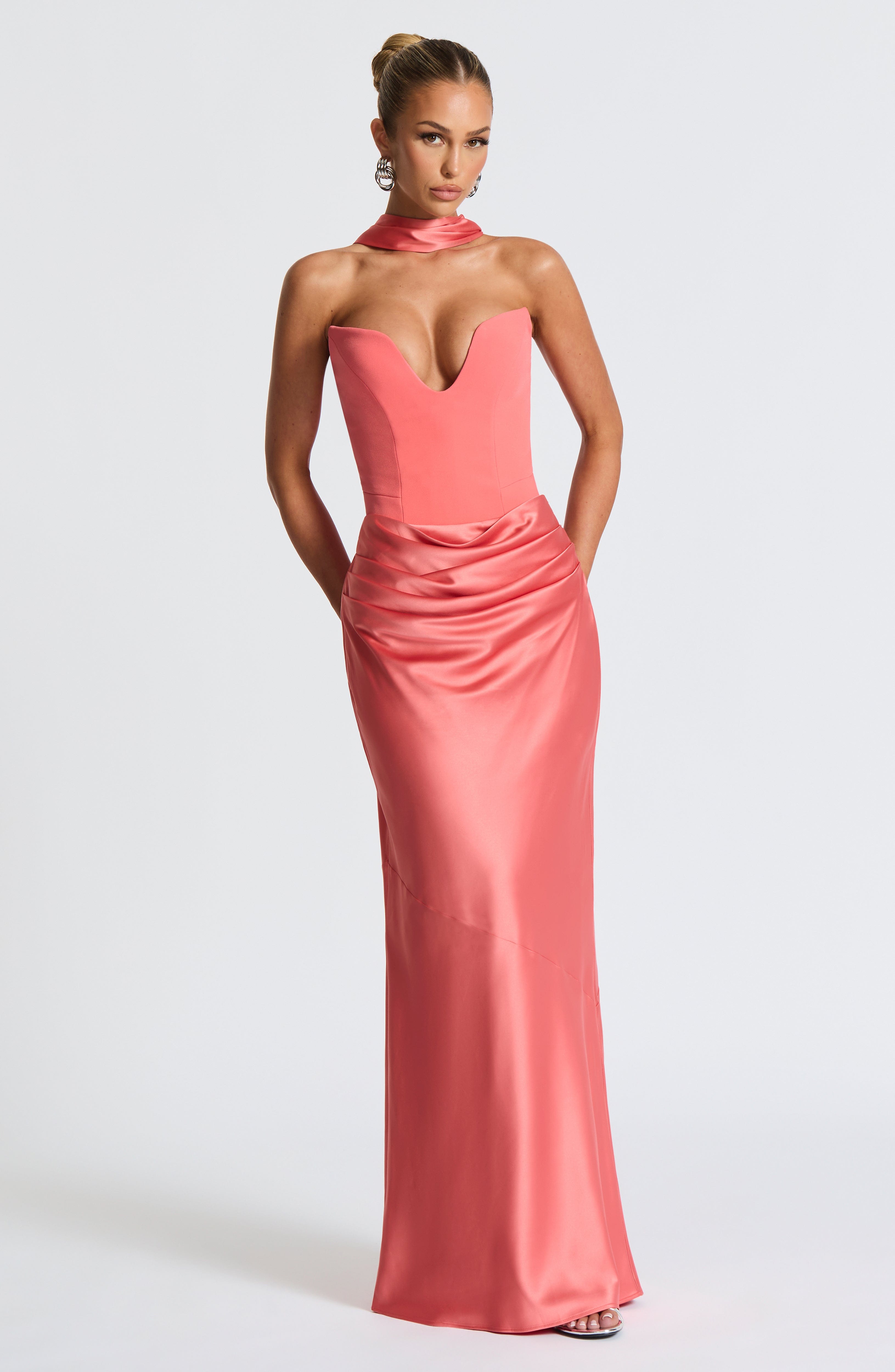 minilena Bernadette Maxi Skirt Coral Pink