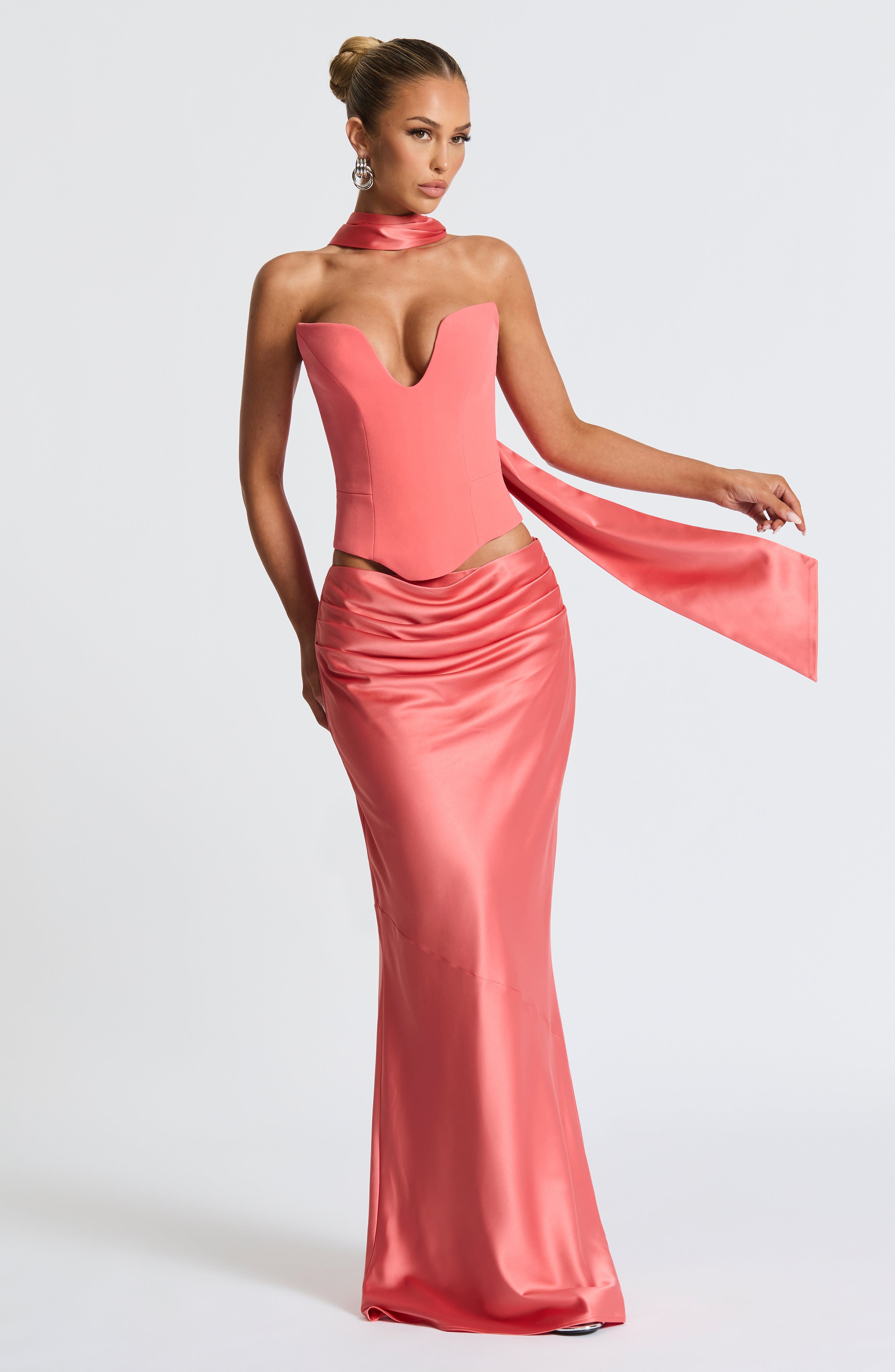 minilena Bernadette Maxi Skirt Coral Pink