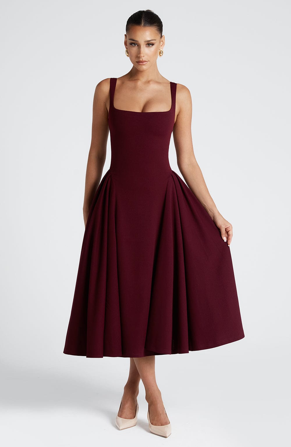 minilena Betty Midi Dress Cherry Lacquer