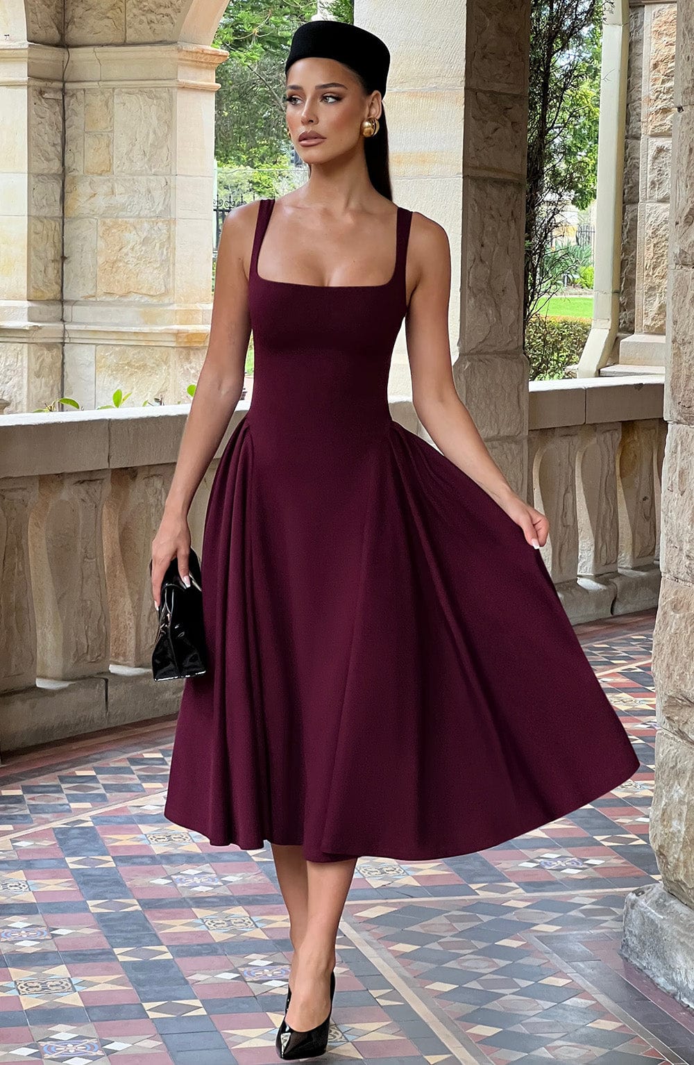 minilena Betty Midi Dress Cherry Lacquer