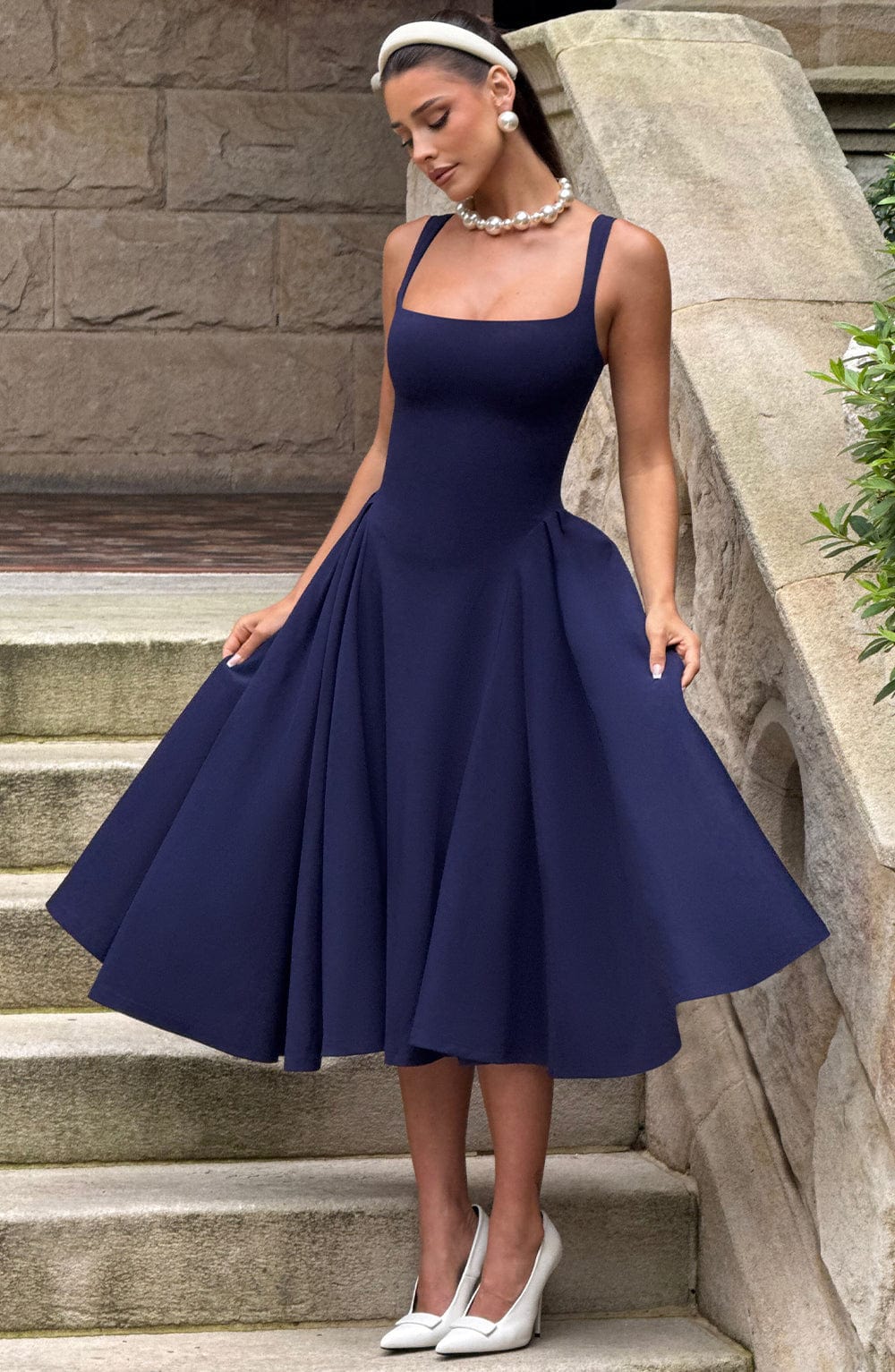 minilena Betty Midi Dress Navy