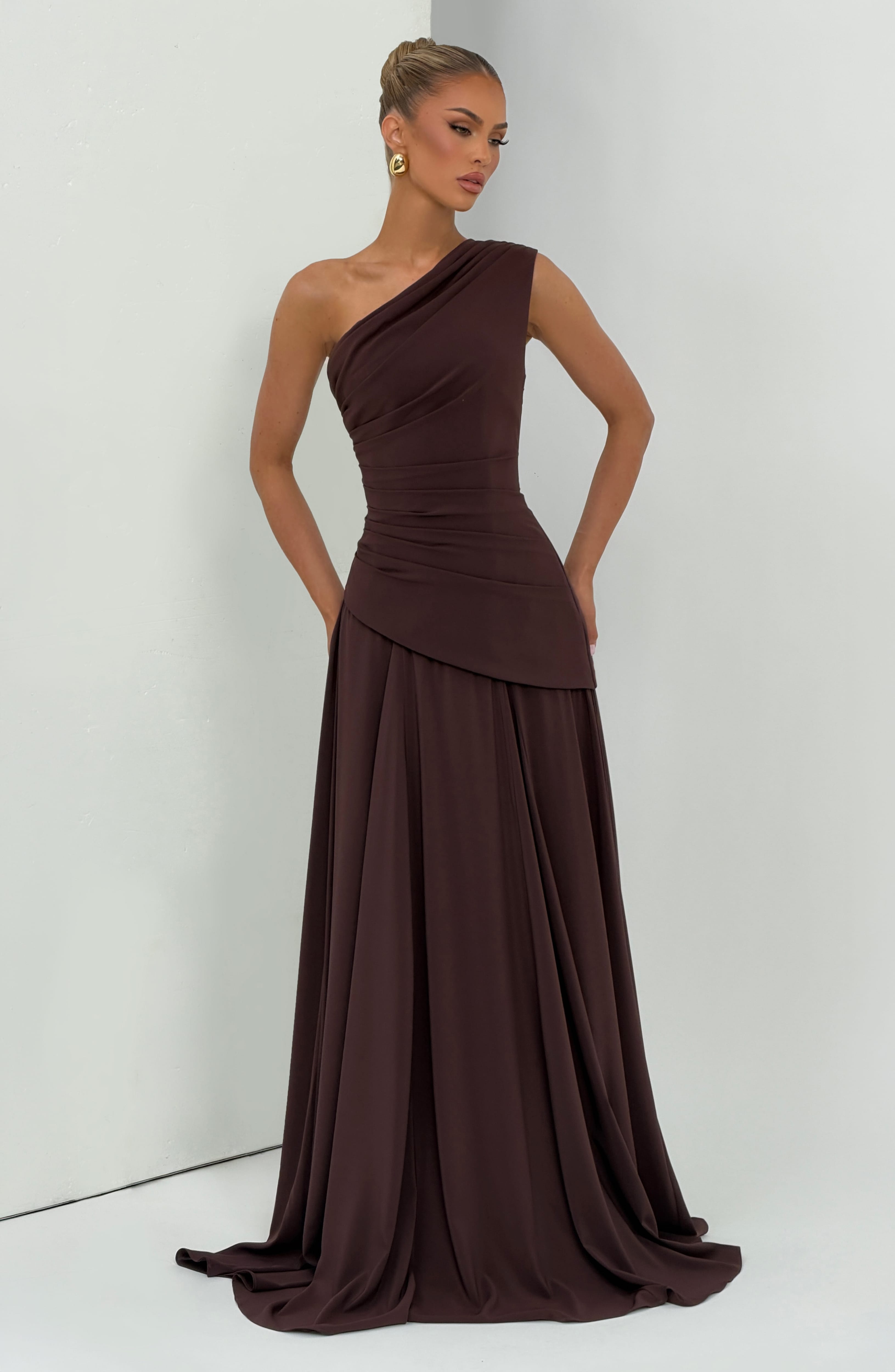 minilena Bianca Maxi Dress Plum Brown
