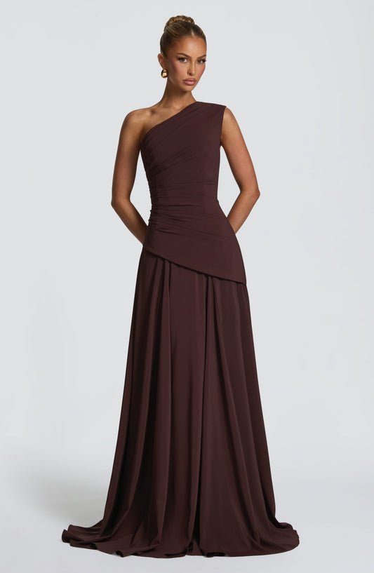 minilena Bianca Maxi Dress Plum Brown