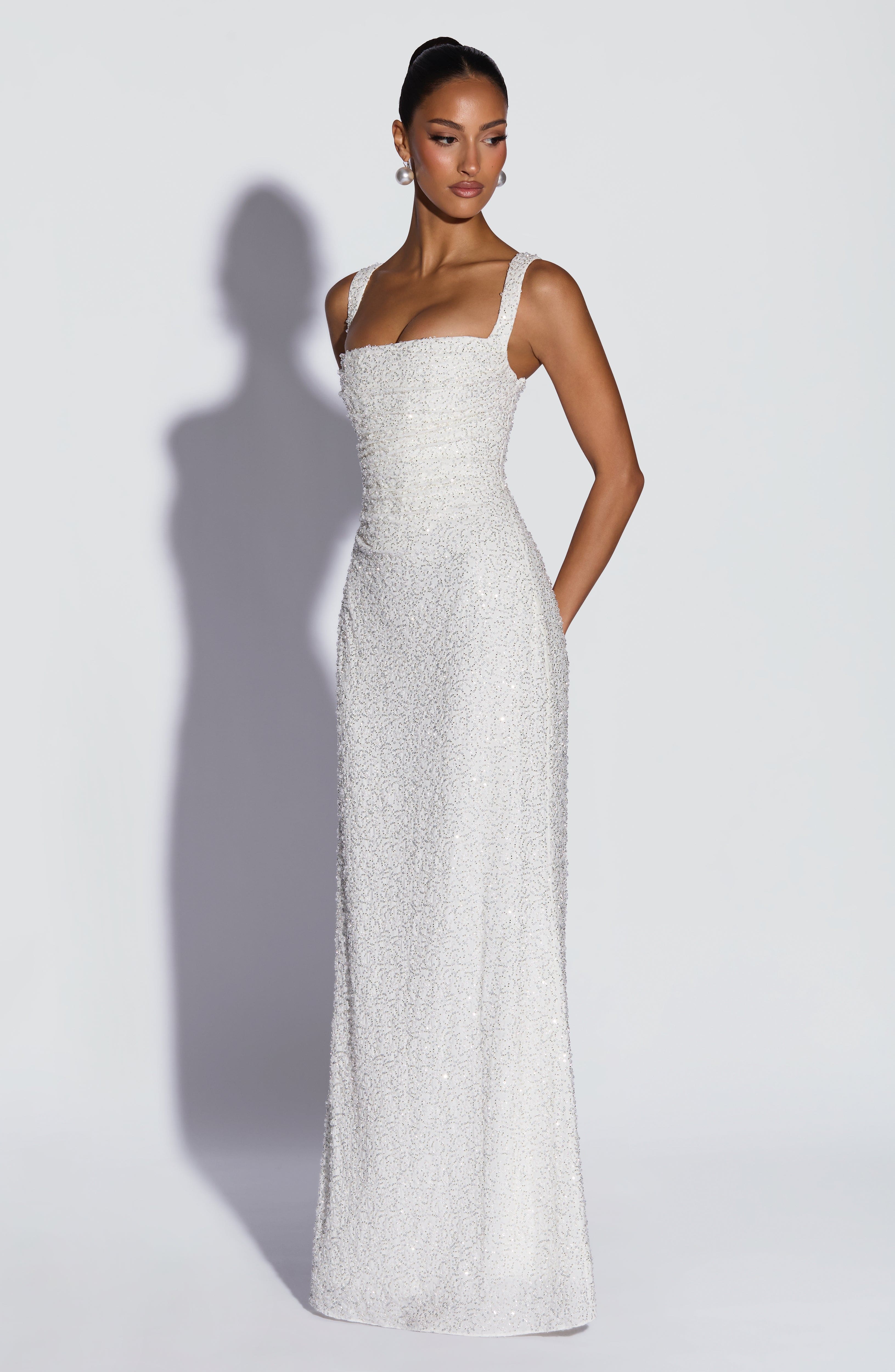 minilena Calanthe Maxi Dress Ivory Sparkle