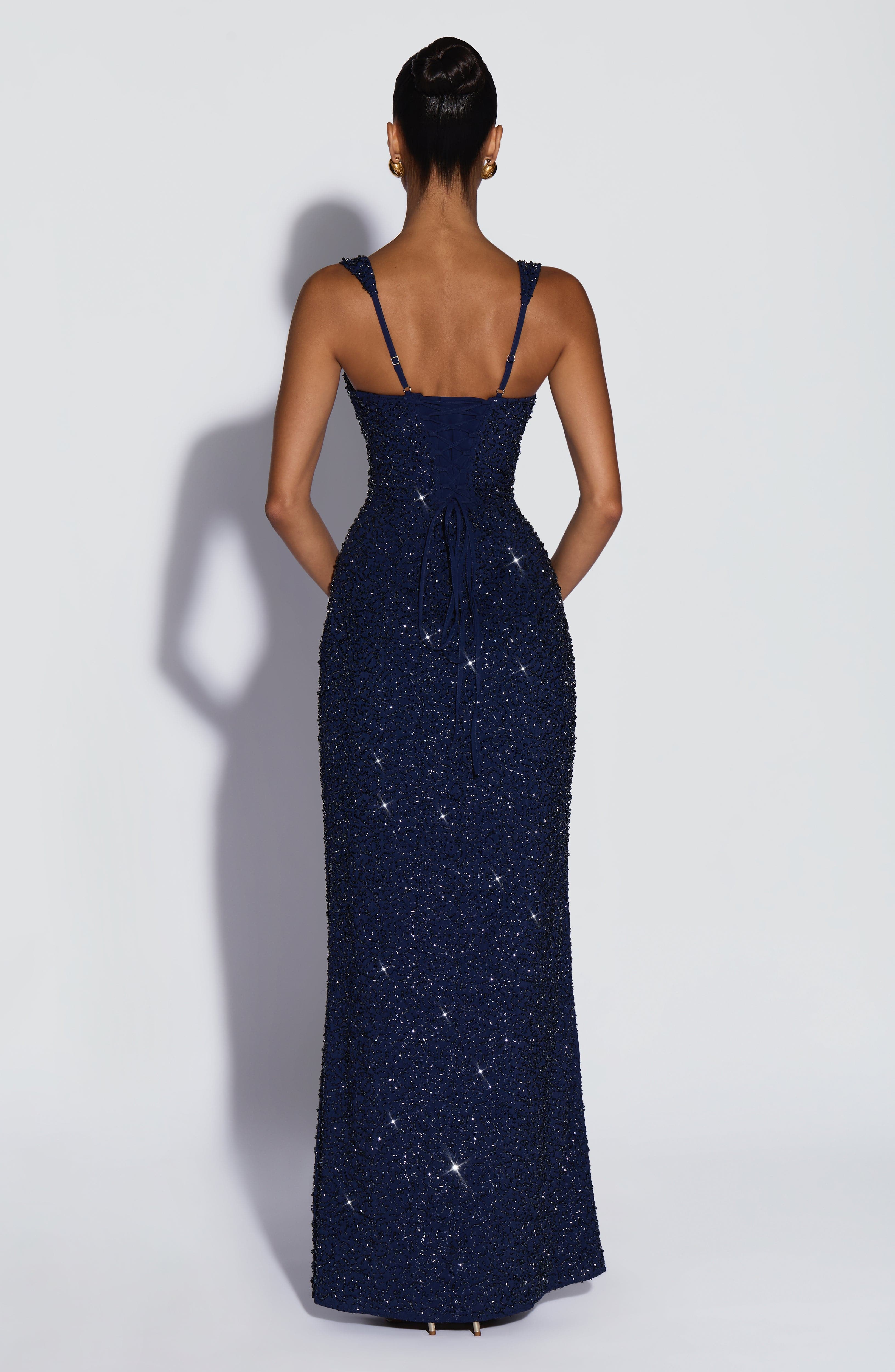 minilena Calanthe Maxi Dress Navy Sparkle