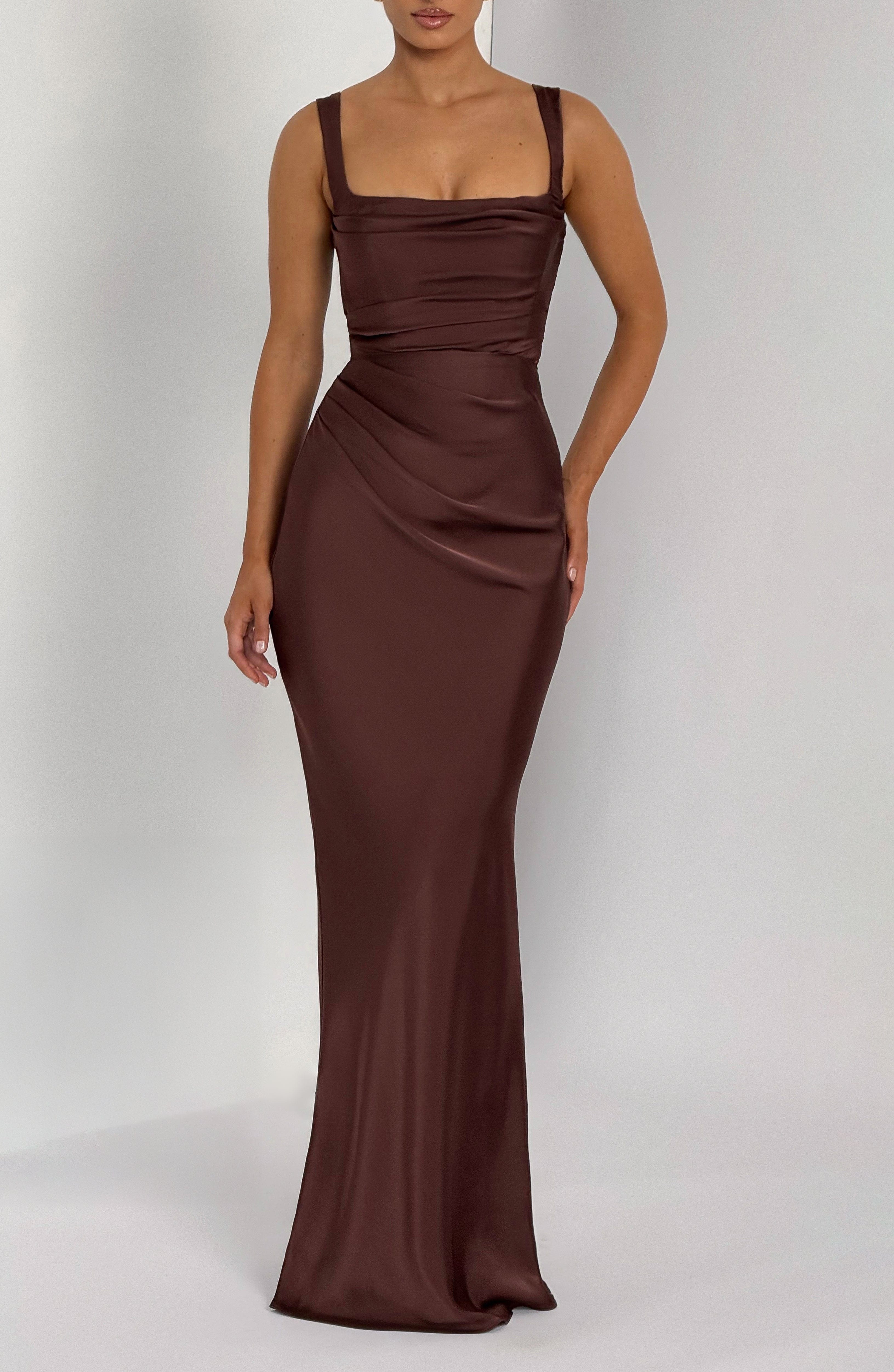 minilena Calanthe Maxi Dress Plum Brown