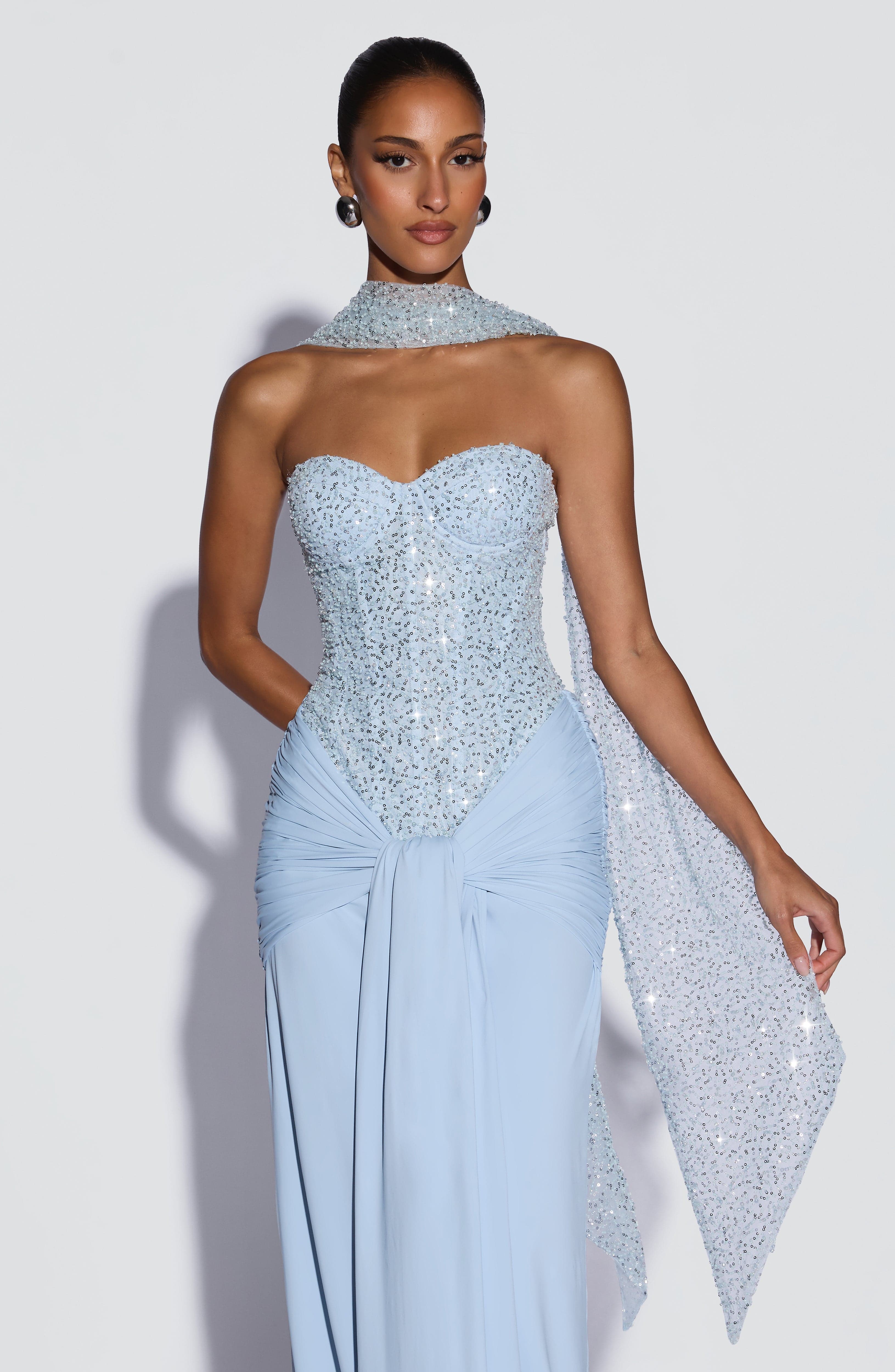 minilena Carina Maxi Dress Glacier Blue