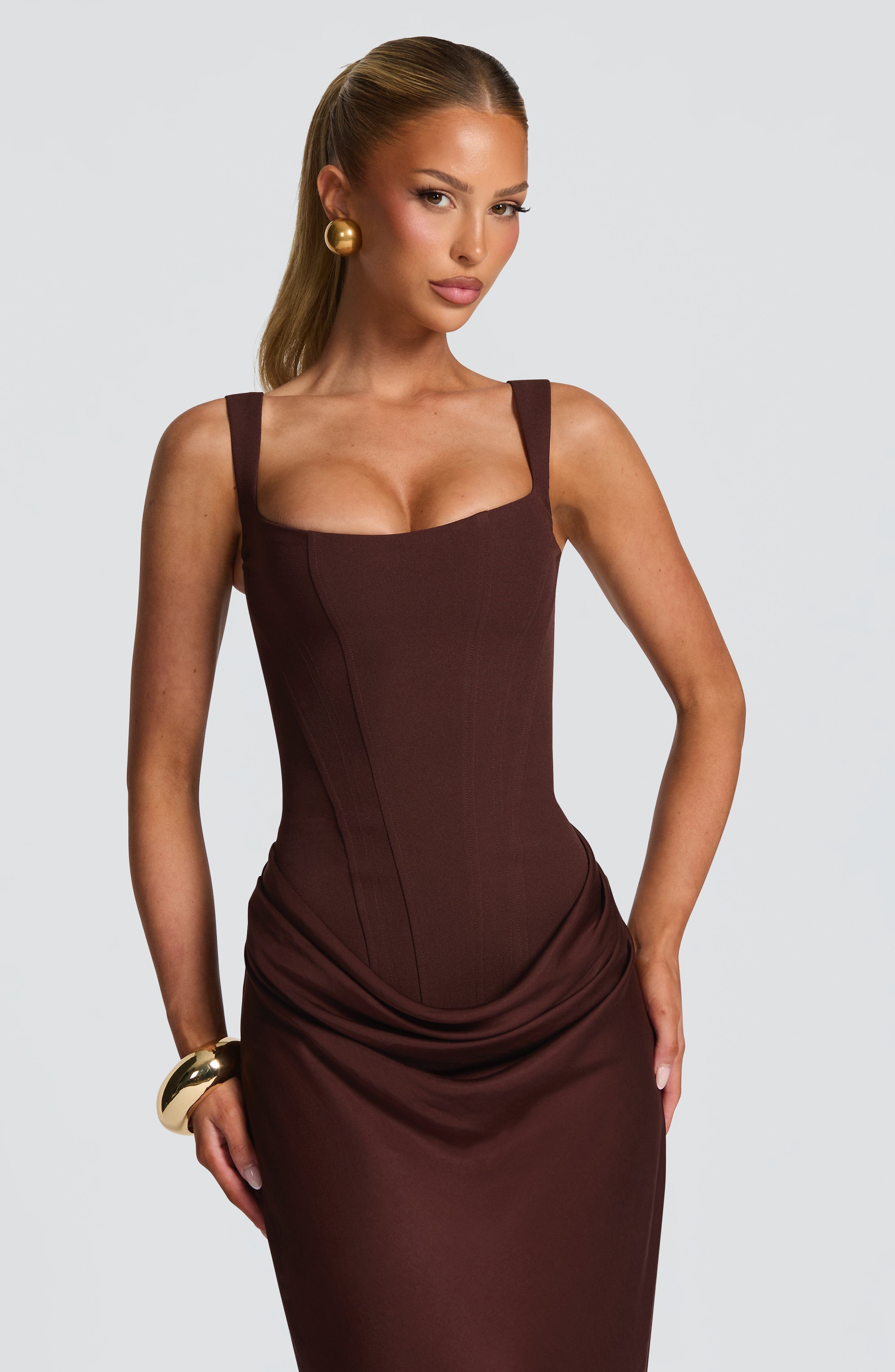 minilena Cornelia Maxi Dress Plum Brown