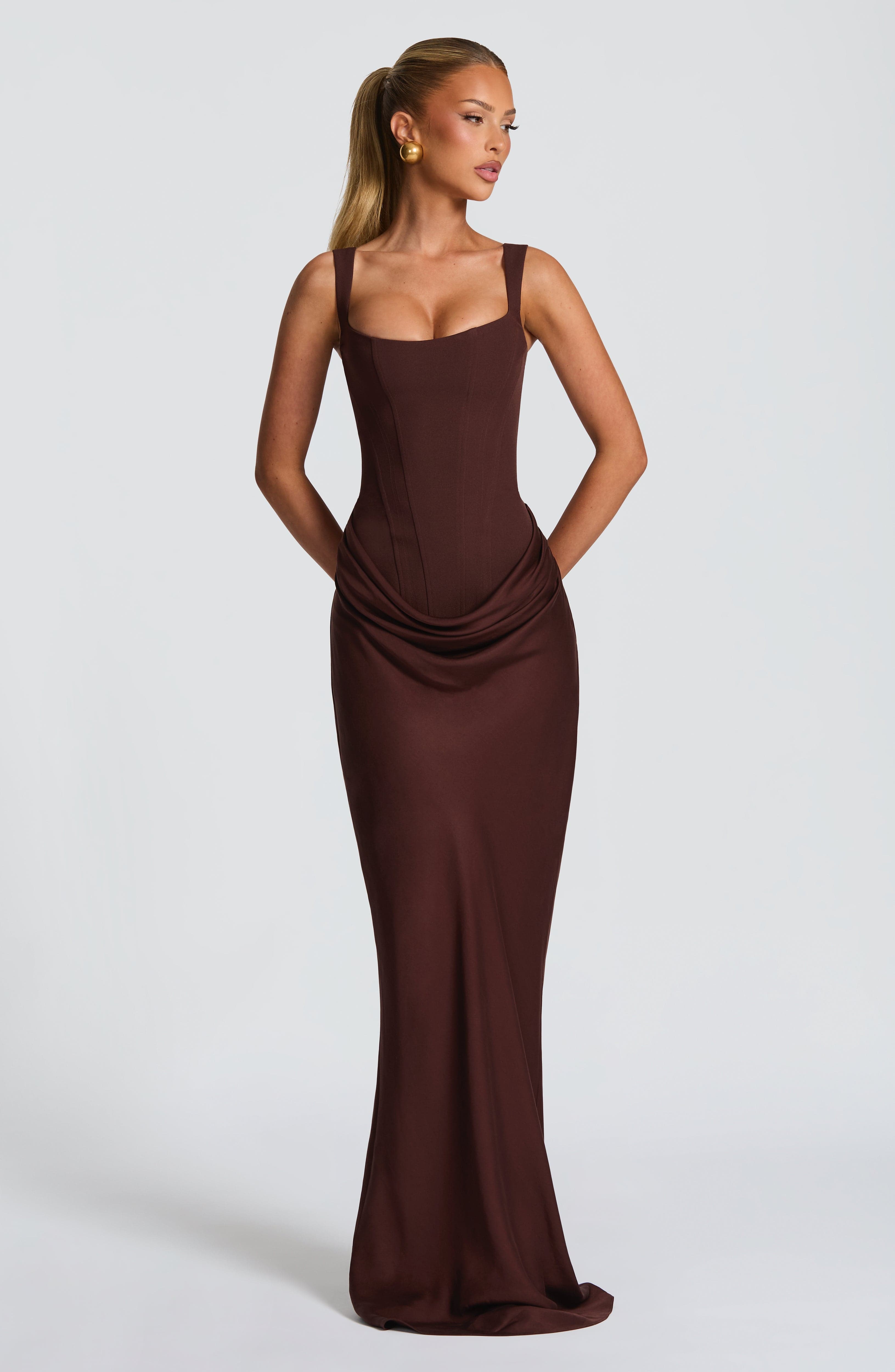 minilena Cornelia Maxi Dress Plum Brown