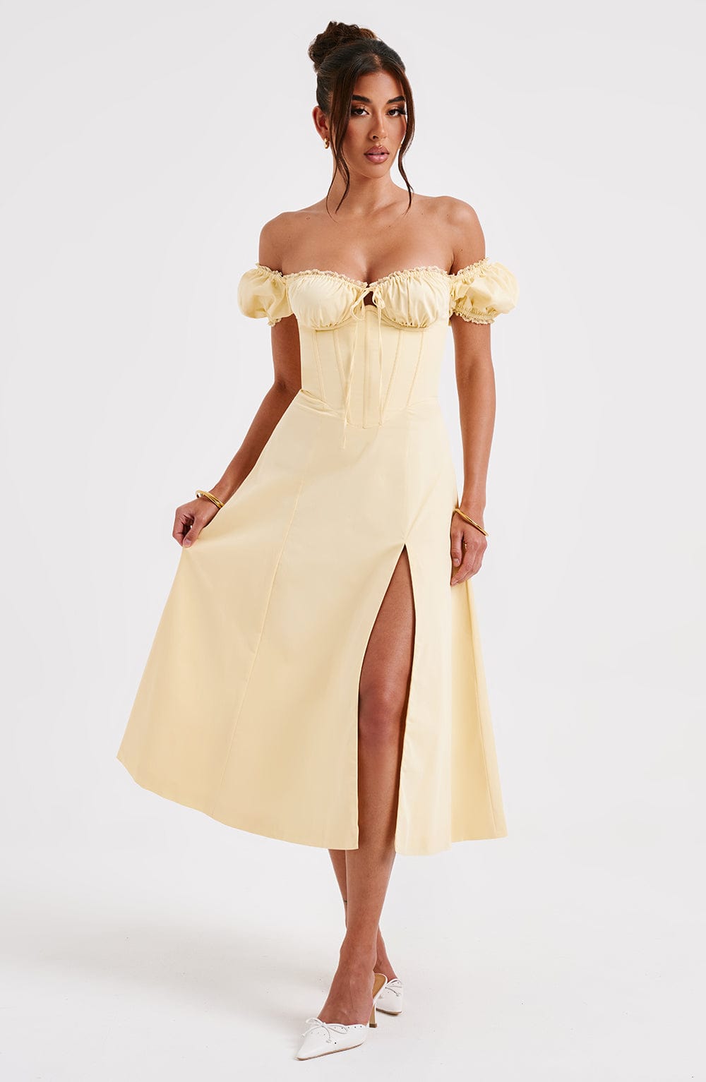minilena Courtney Midi Dress Lemon