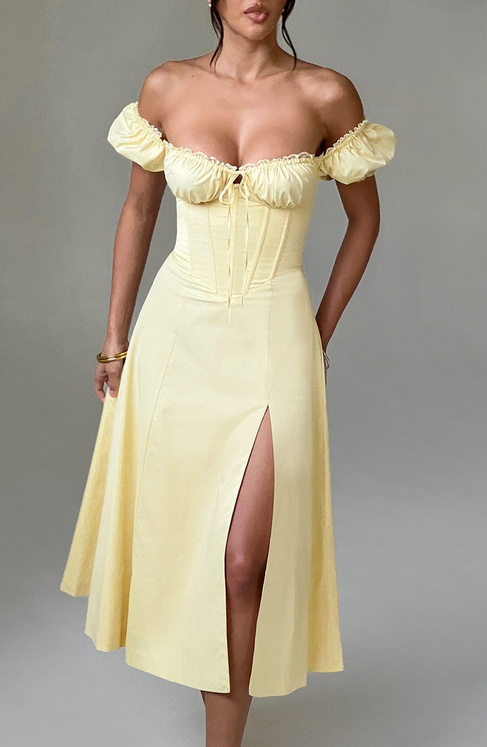 minilena Courtney Midi Dress Lemon