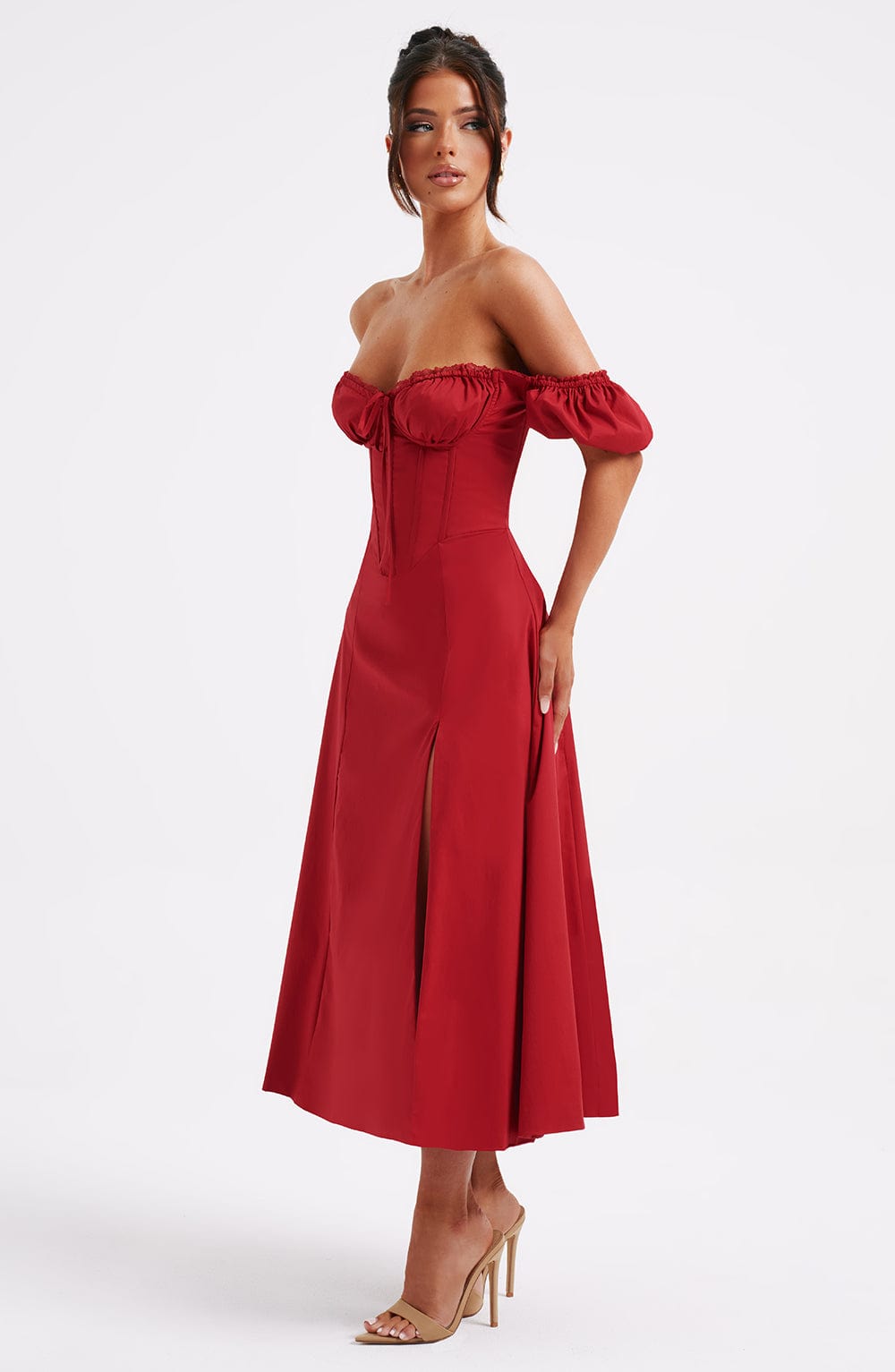 minilena Courtney Midi Dress Red