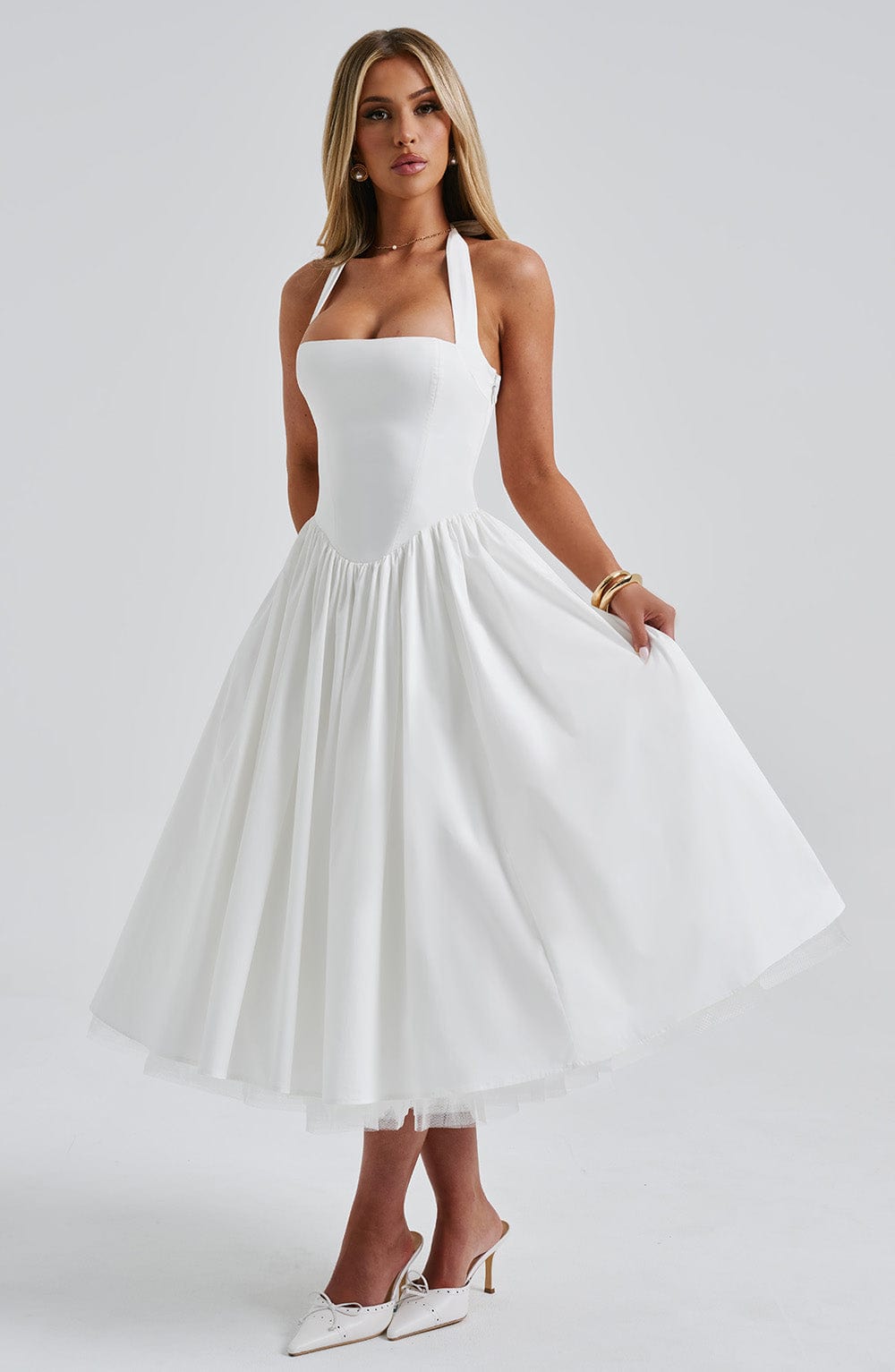 minilena Cressida Midi Dress Ivory