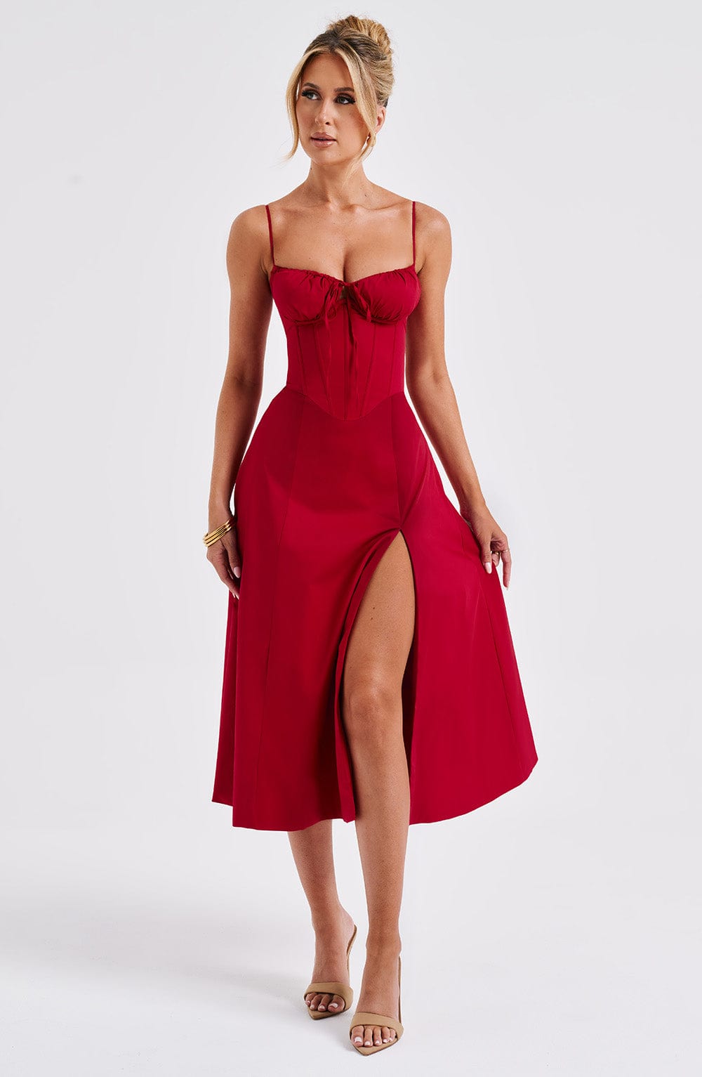 minilena Deanna Midi Dress Red